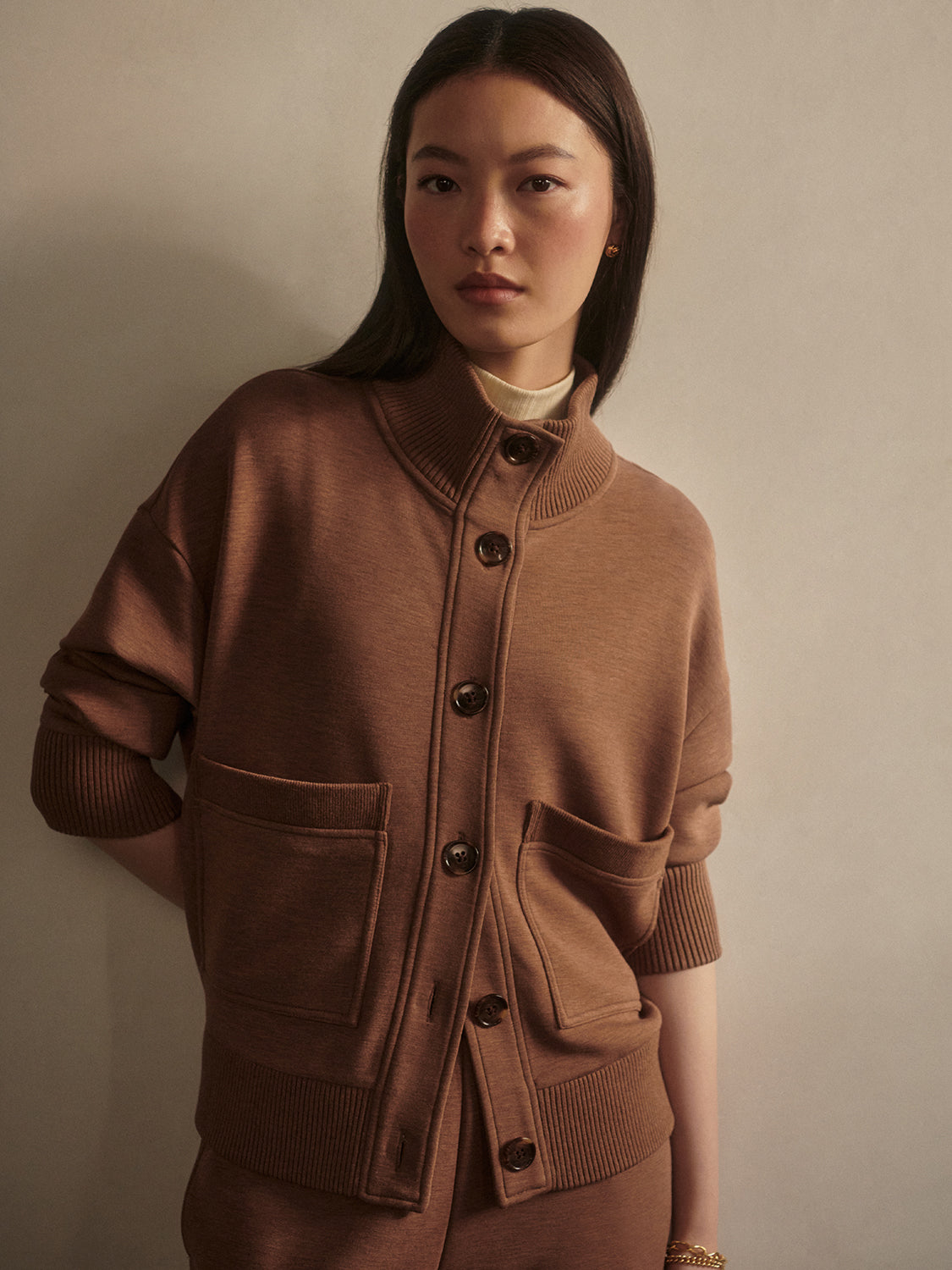 SABRINA BUTTON TROUGHT SWEAT GOLDEN BRONZE MARL