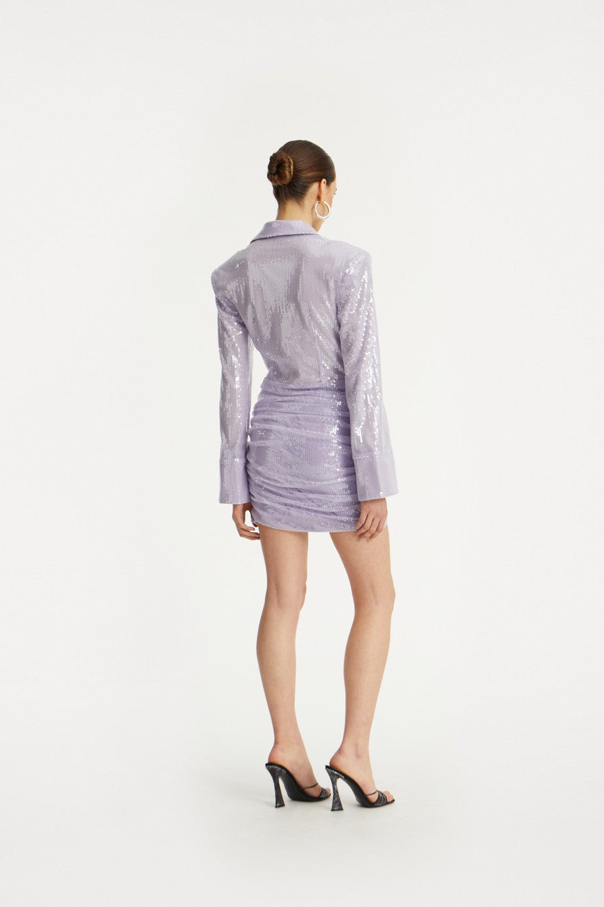 SEQUIN MINI DRESS MISTY LILAC