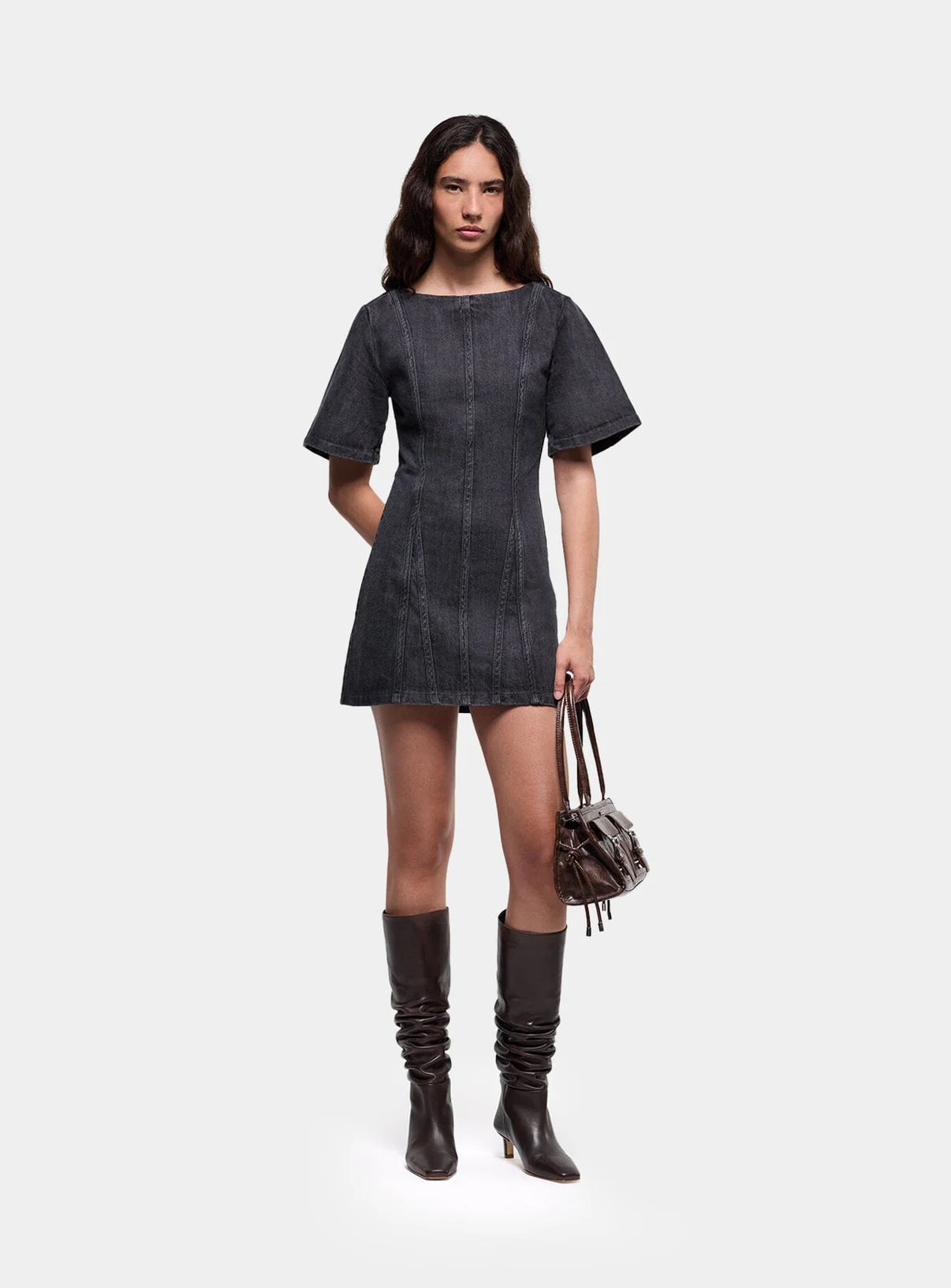 ROSETTE GREY SHORT DRESS