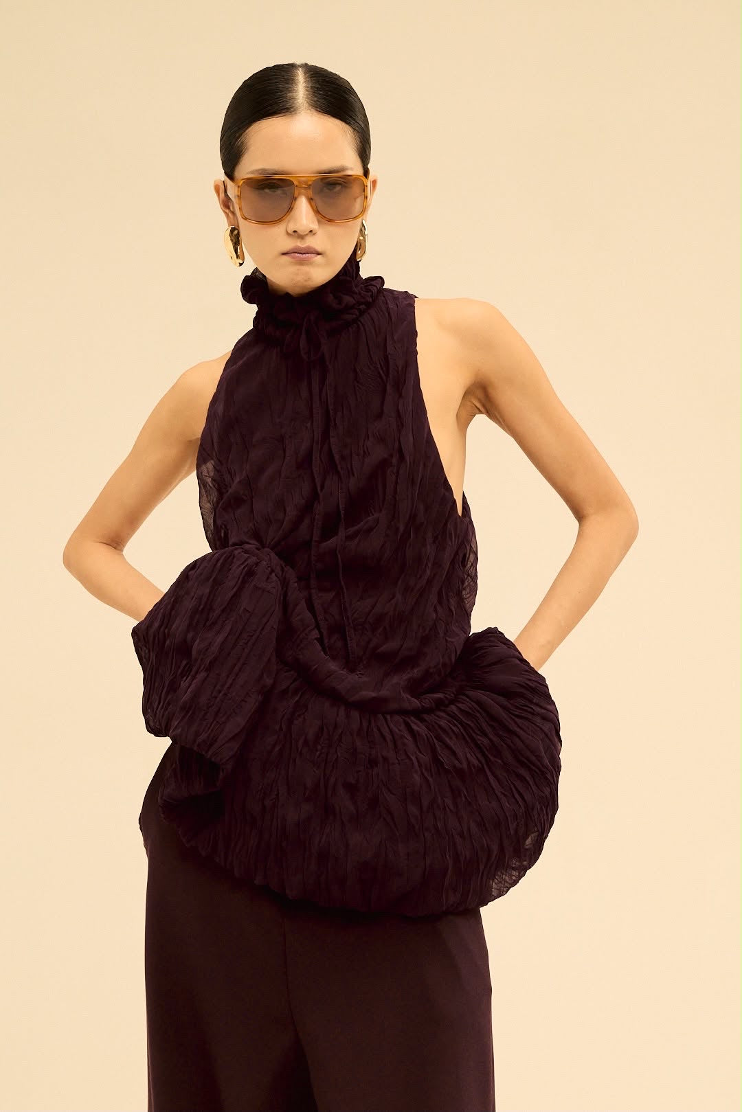 JEJU TOP IN AUBERGINE