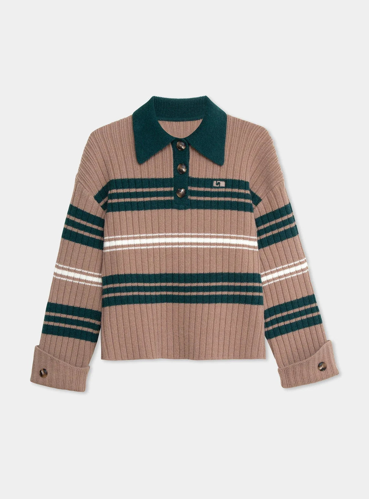 GRAZ GREEN STRIPED POLO KNIT