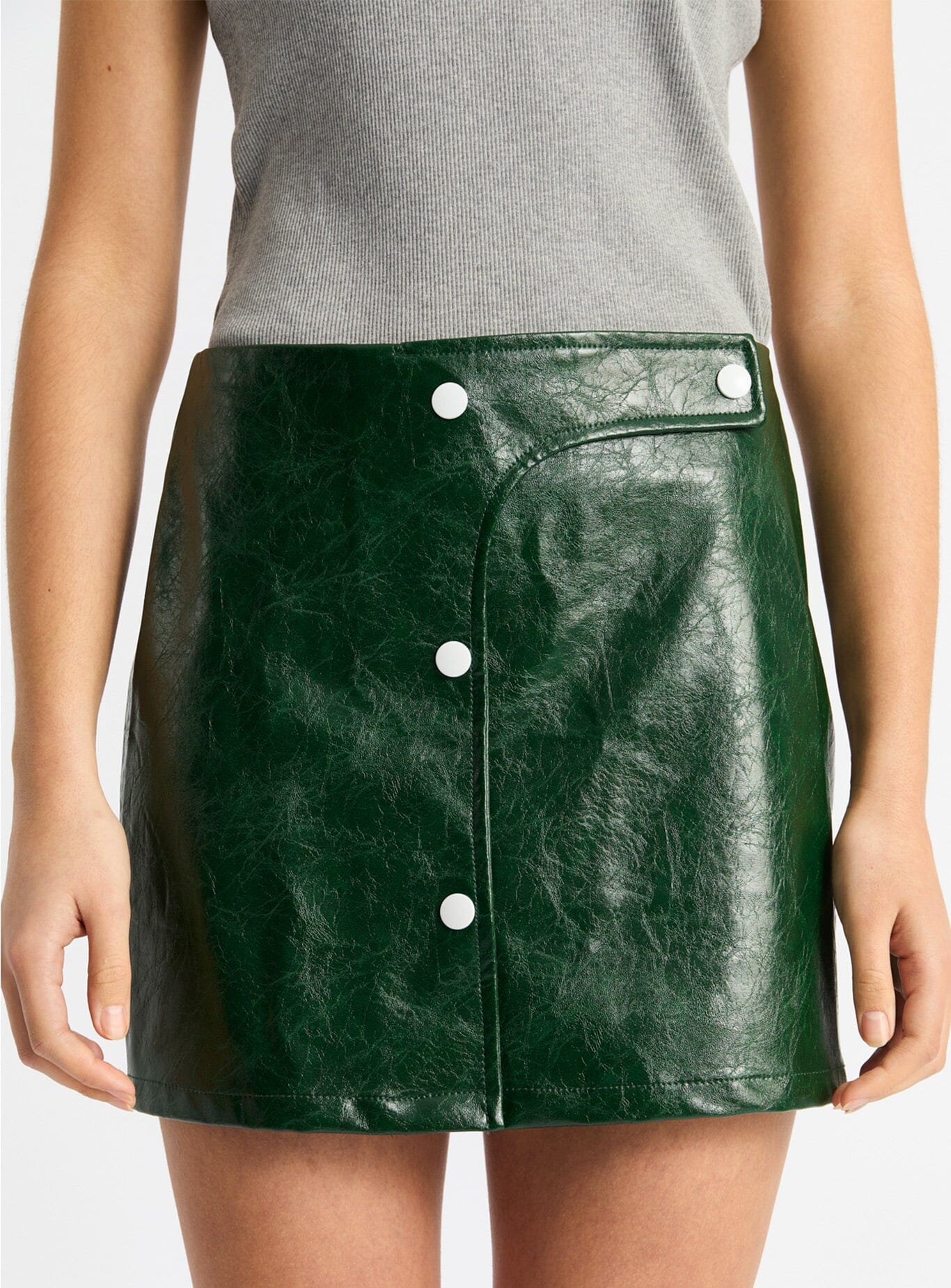 LENA GREEN FAUX LEATHER SKIRT