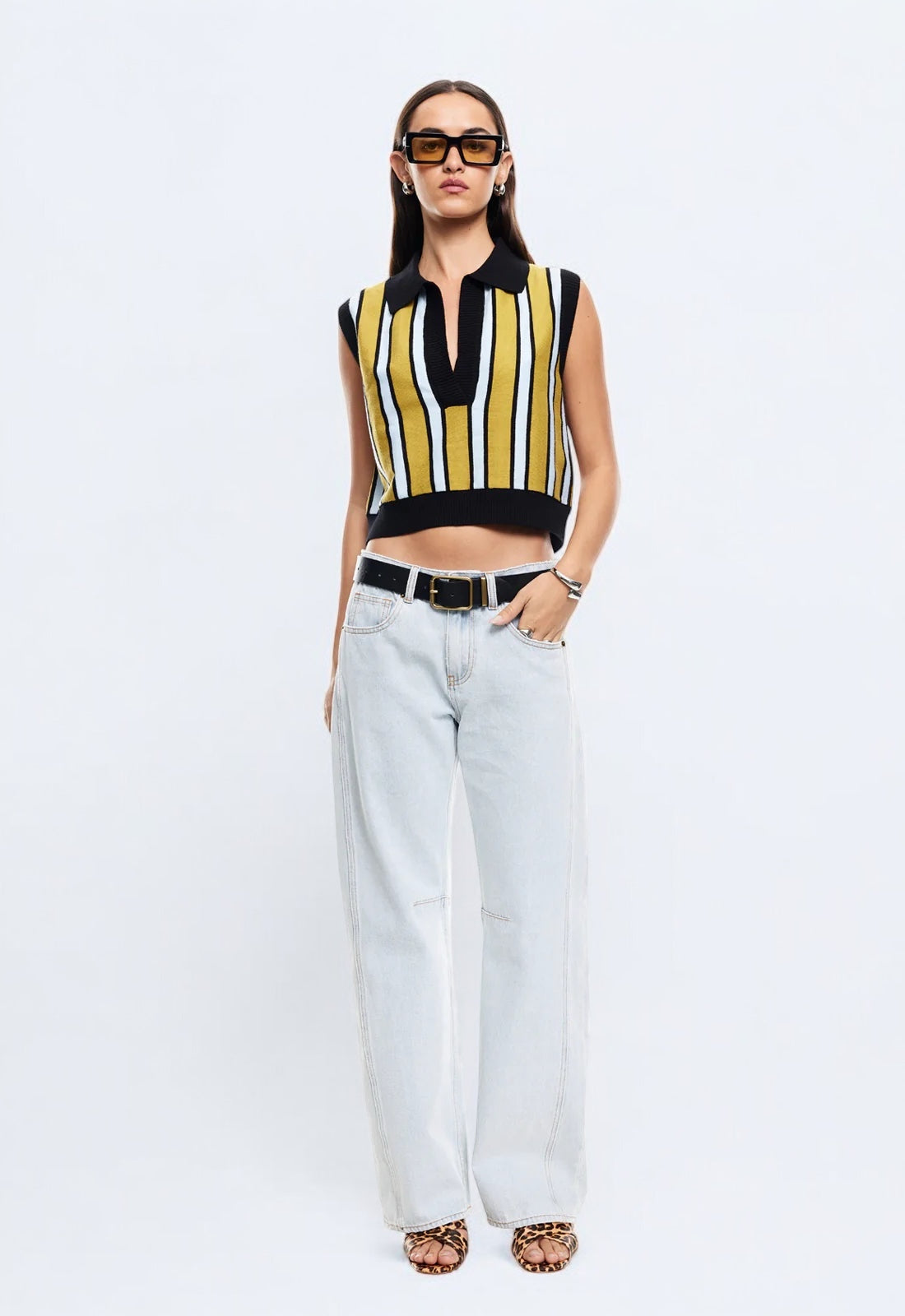MALIBU BOYFRIEND VEST IN EARTH STRIPE