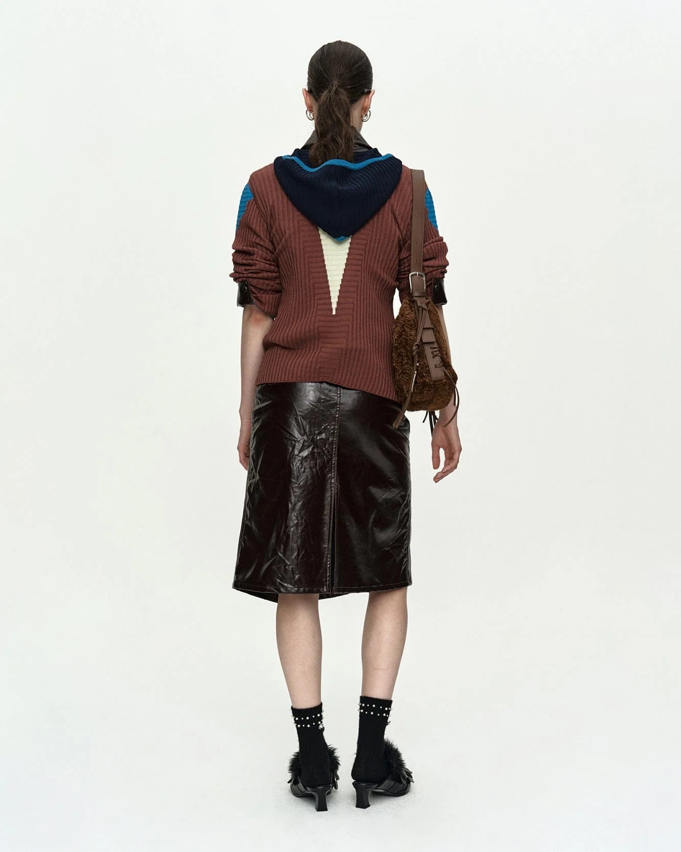 RISA COLOR-BLOCKED KNIT ZIP-UP HOODIE