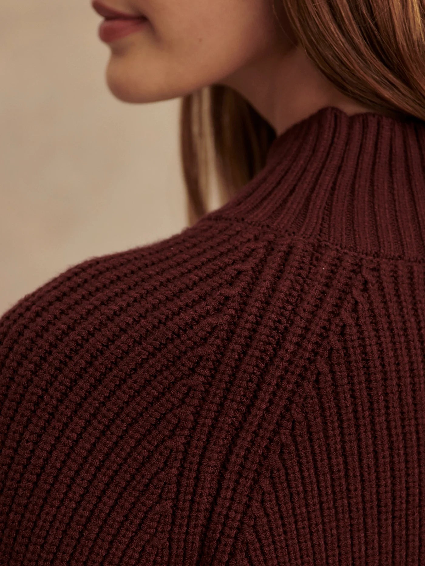 MARTINA HIGH NECK RIB KNIT DECADENT CHOCOLATE