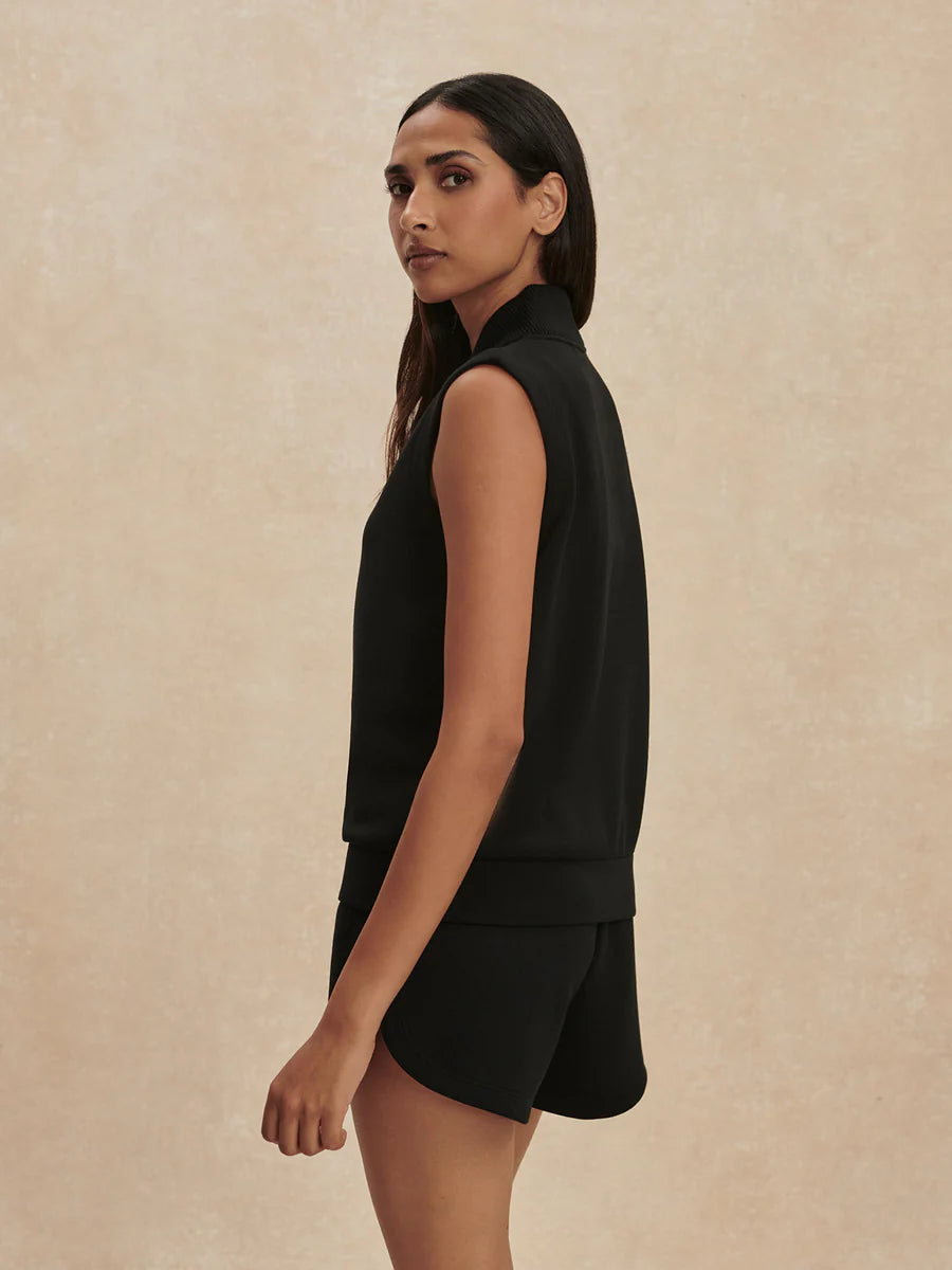 BEAU SLEEVELES HALF ZIP IN BLACK