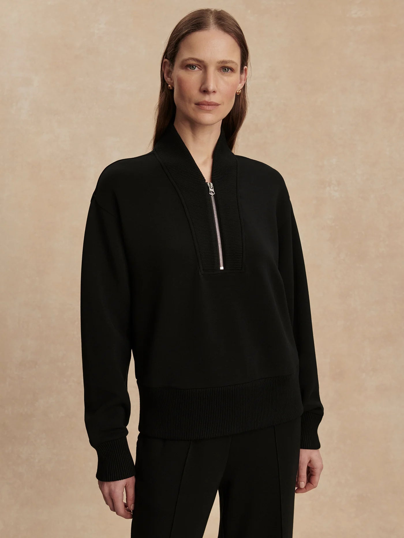 SALLY HALF ZIP SWEAT BLACK