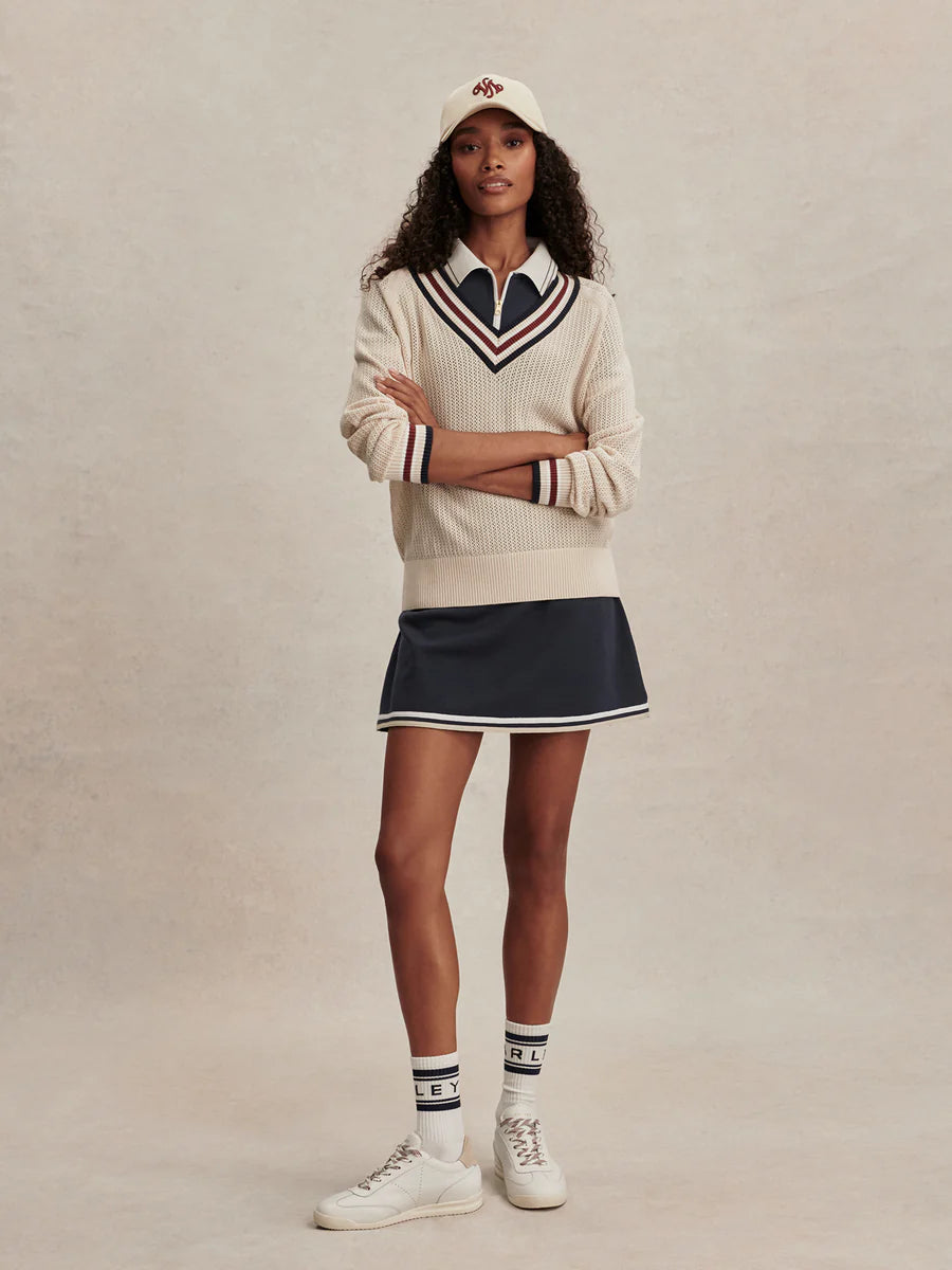 MAURICE V NECK SWEATER IN OAT MILK
