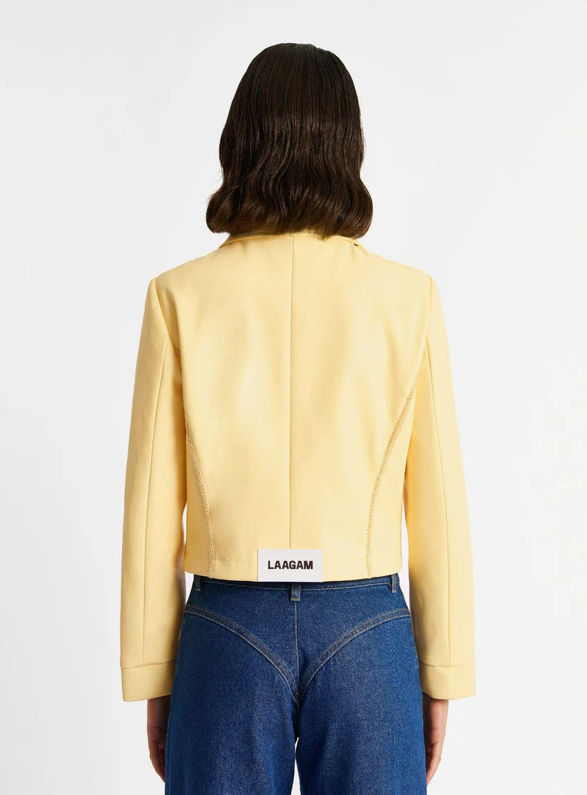 GABRIELLA YELLOW FAUX LEATHER JACKET