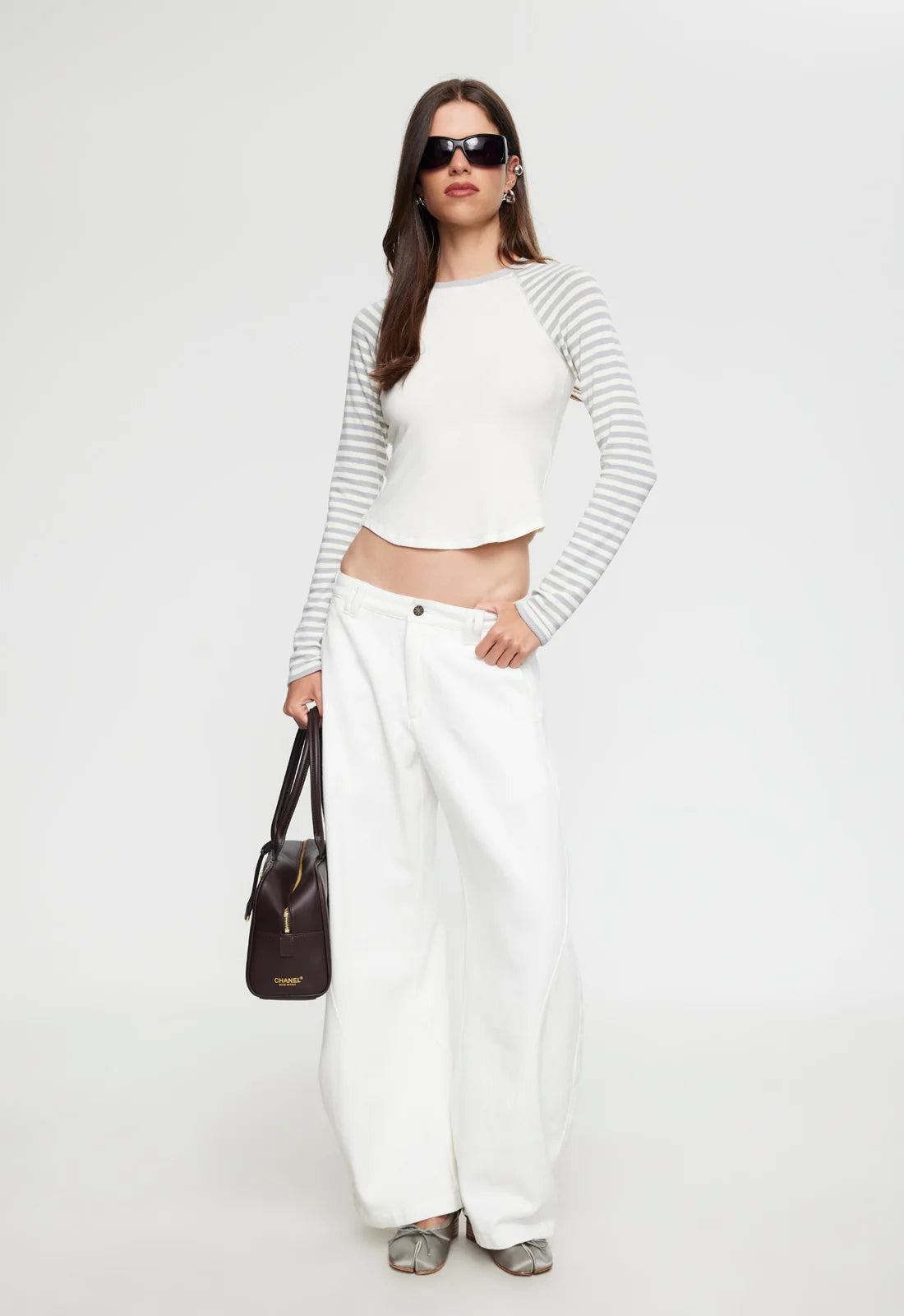 BLOOM BASEBALL LONG SLEEVE IN VANILLA CLOUD STRIPE