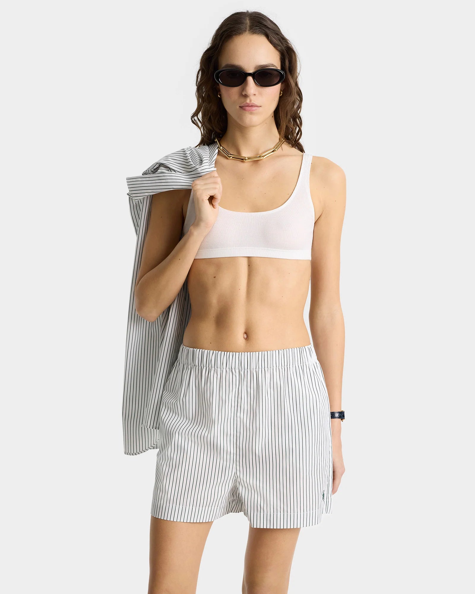 SRC POPLIN SHORT FOREST STRIPED
