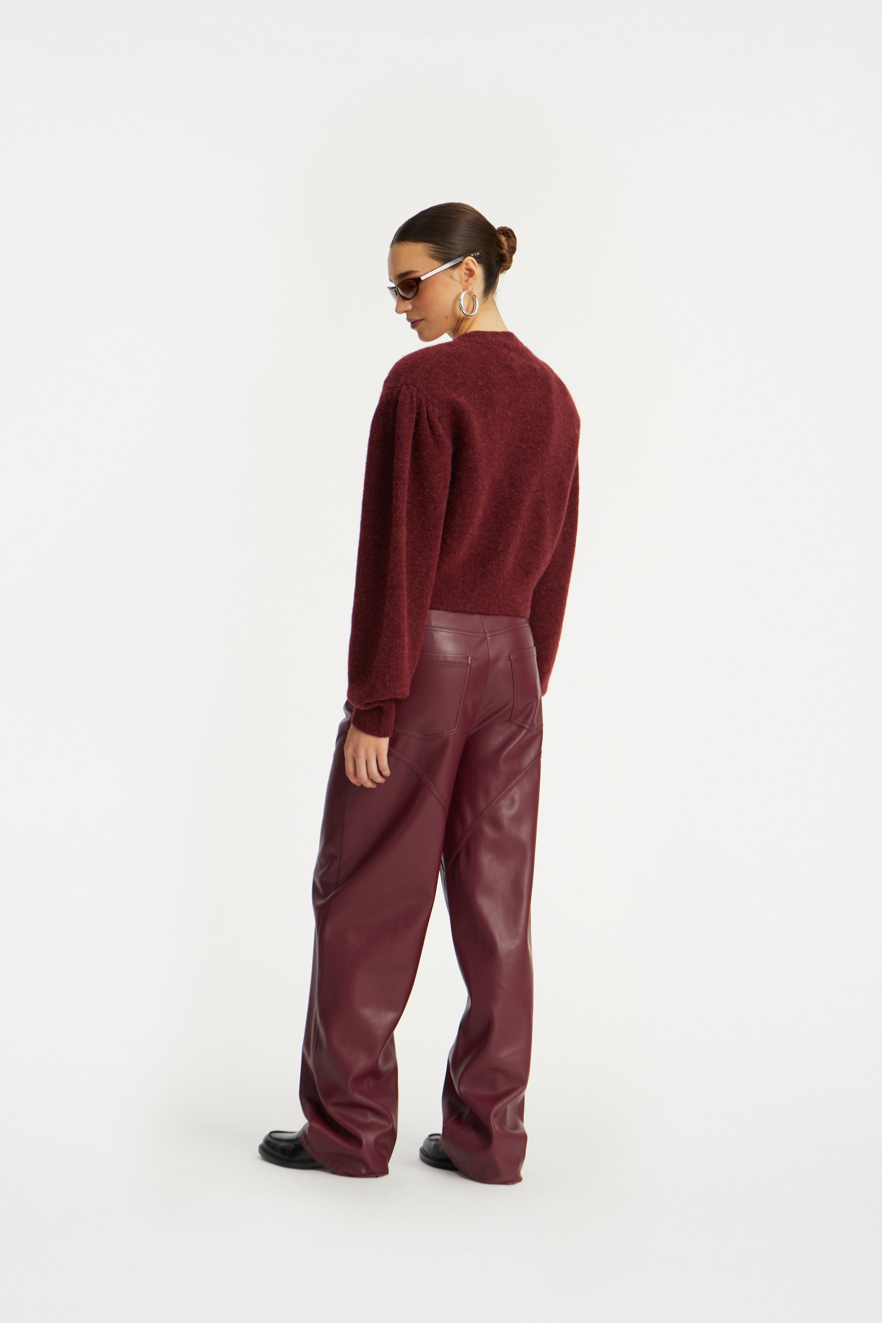 MID WAISTED PIPING PANTS ZINFANDEL