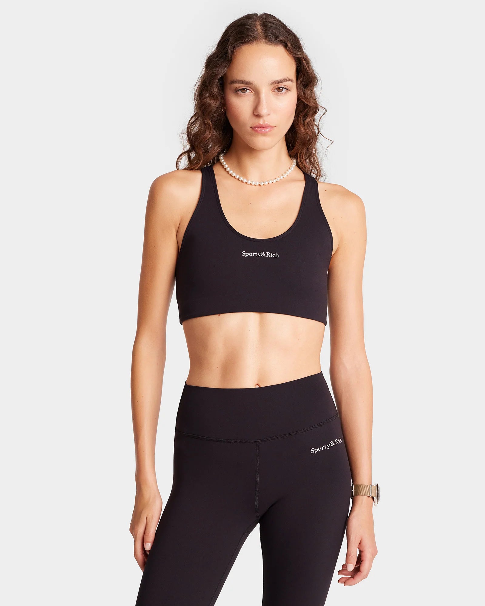 SERIF LOGO SPORT BRA  IN BLACK