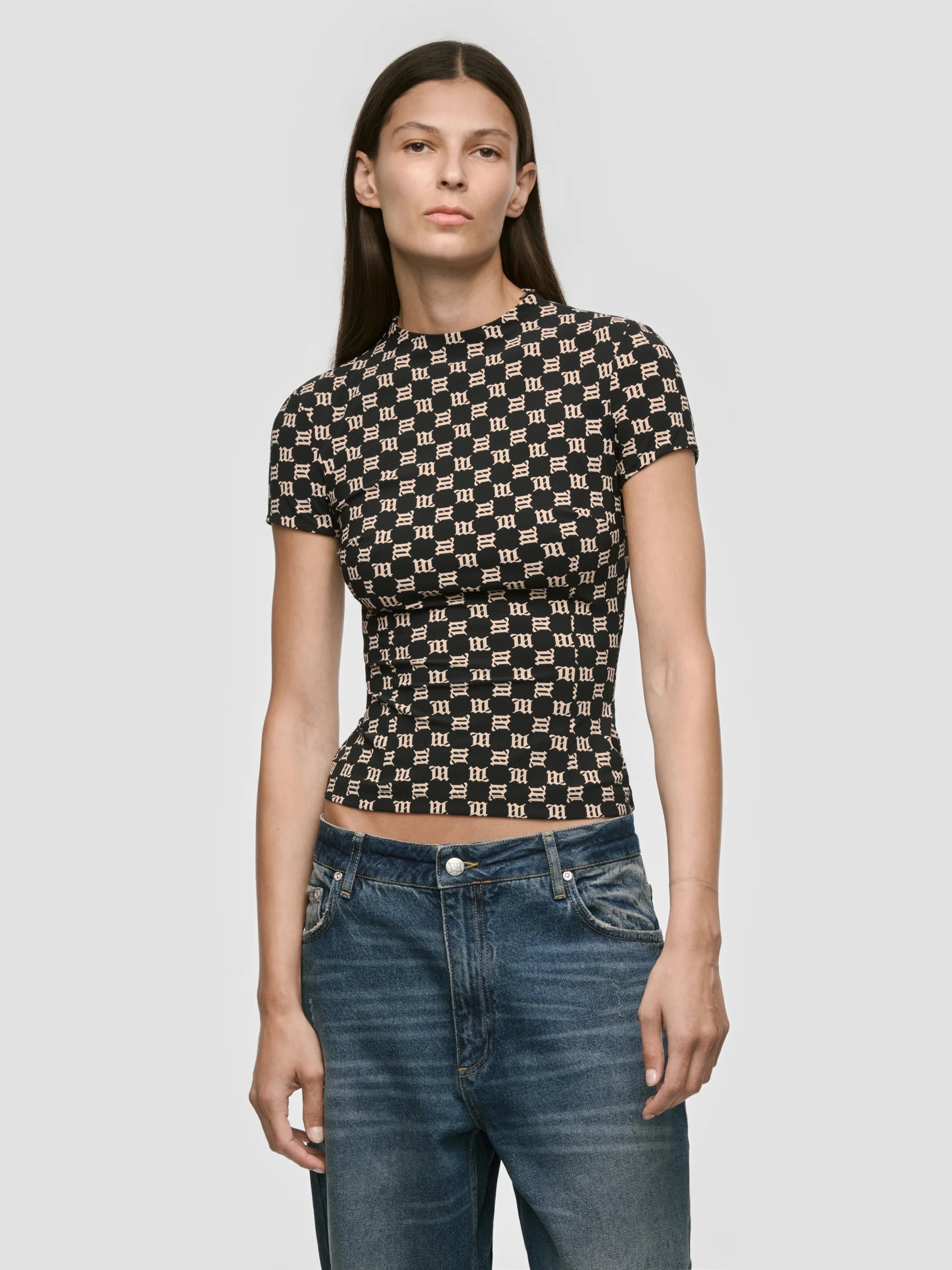 LYCRA MONOGRAM T-SHIRT BLACK