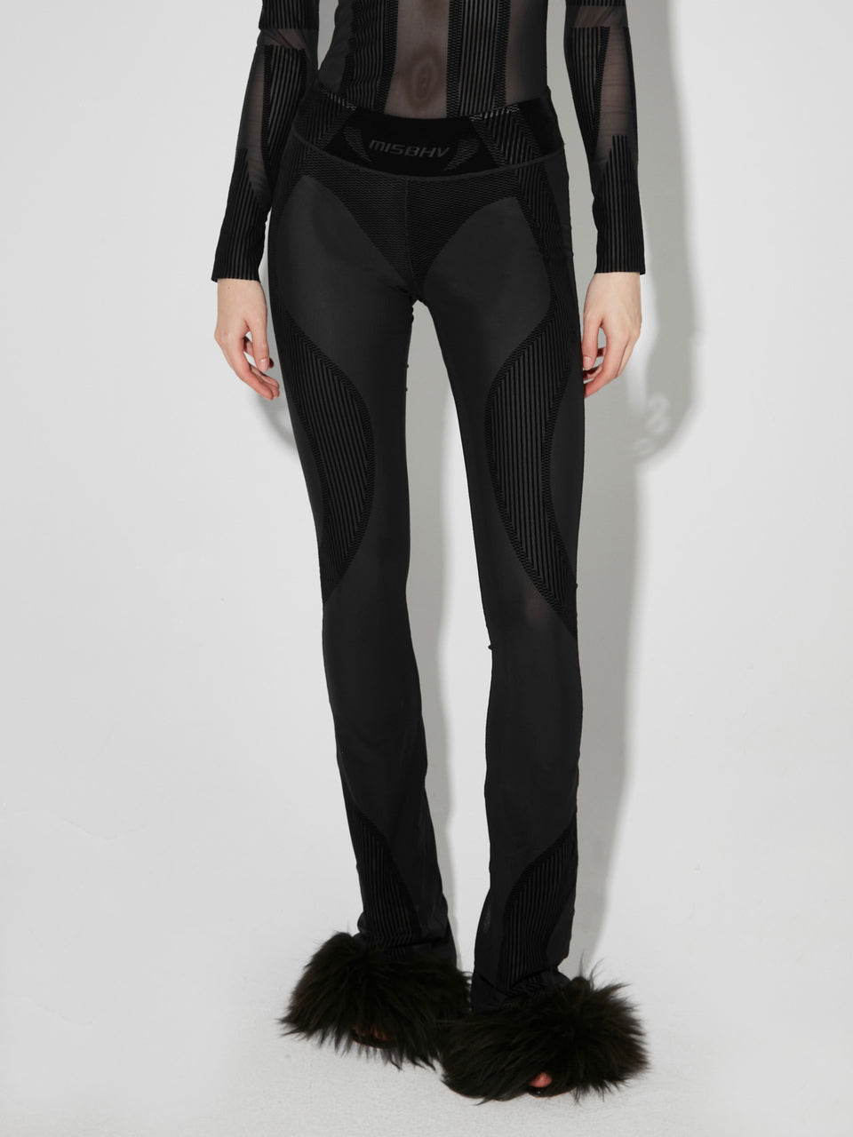 FLOCK MESH SPORT FLARED PANTS