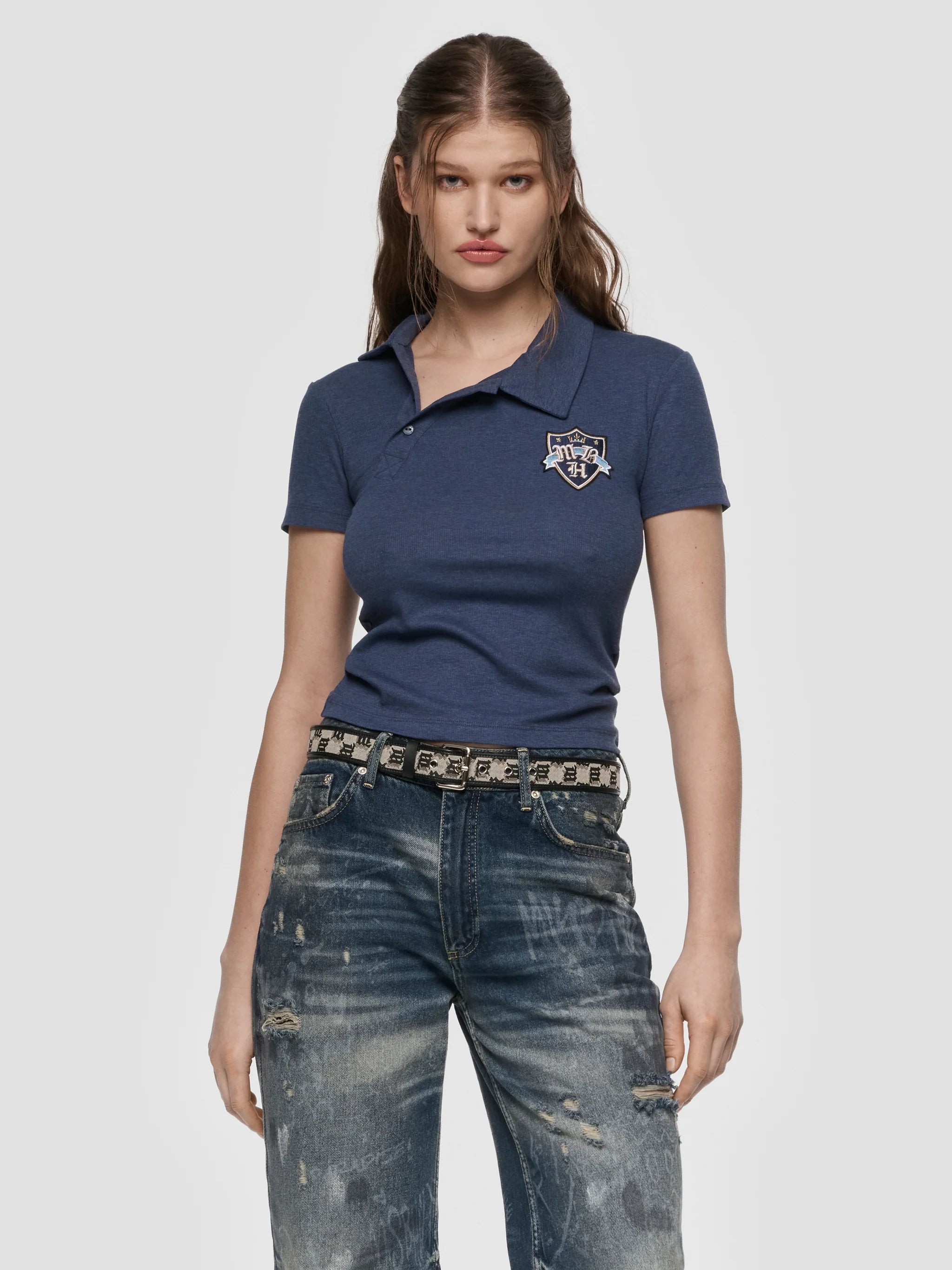 CREST POLO TOP NAVY