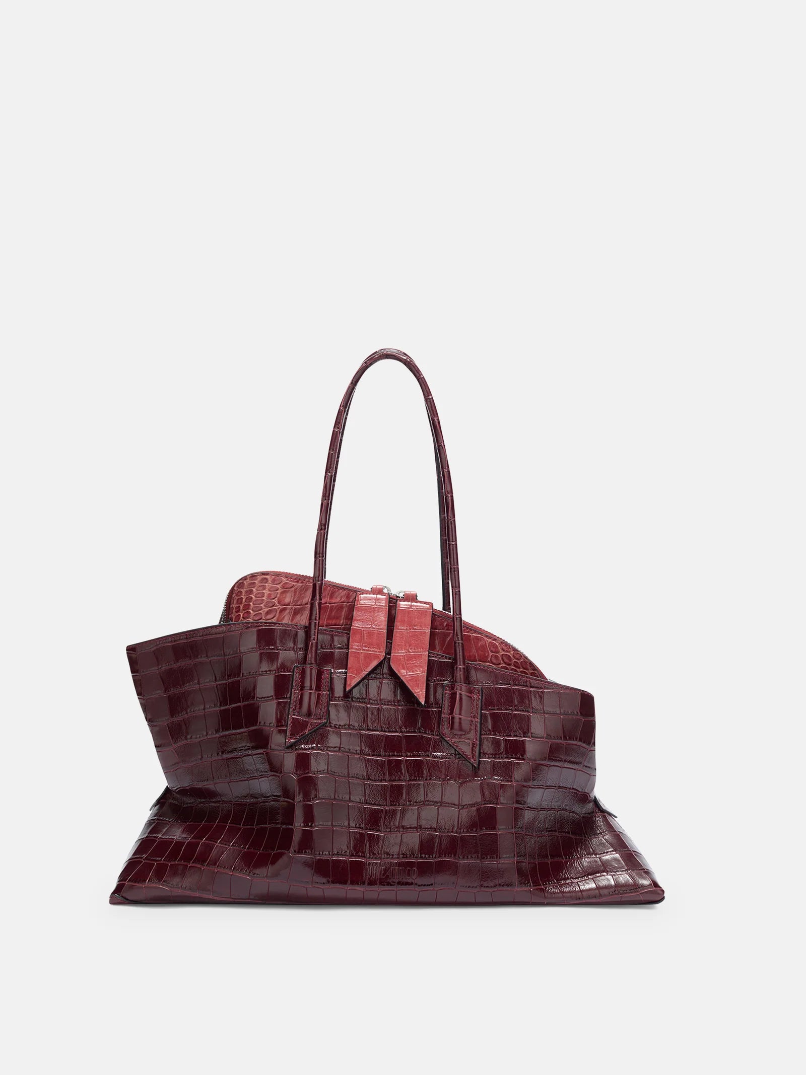LA PASSEGIATTA MEDIUM IN CROCODILE PRINT BORDEAUX