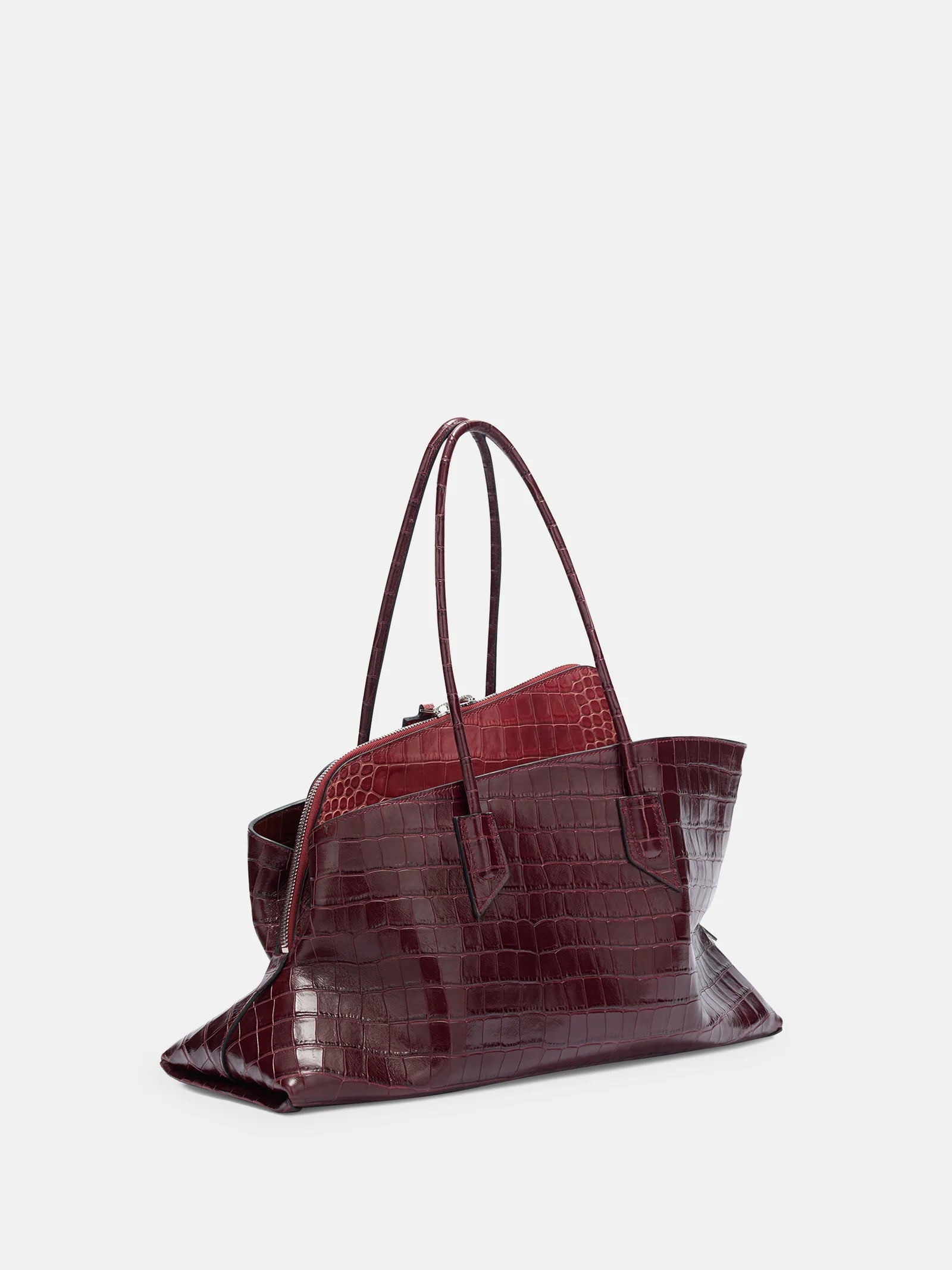 LA PASSEGIATTA MEDIUM IN CROCODILE PRINT BORDEAUX