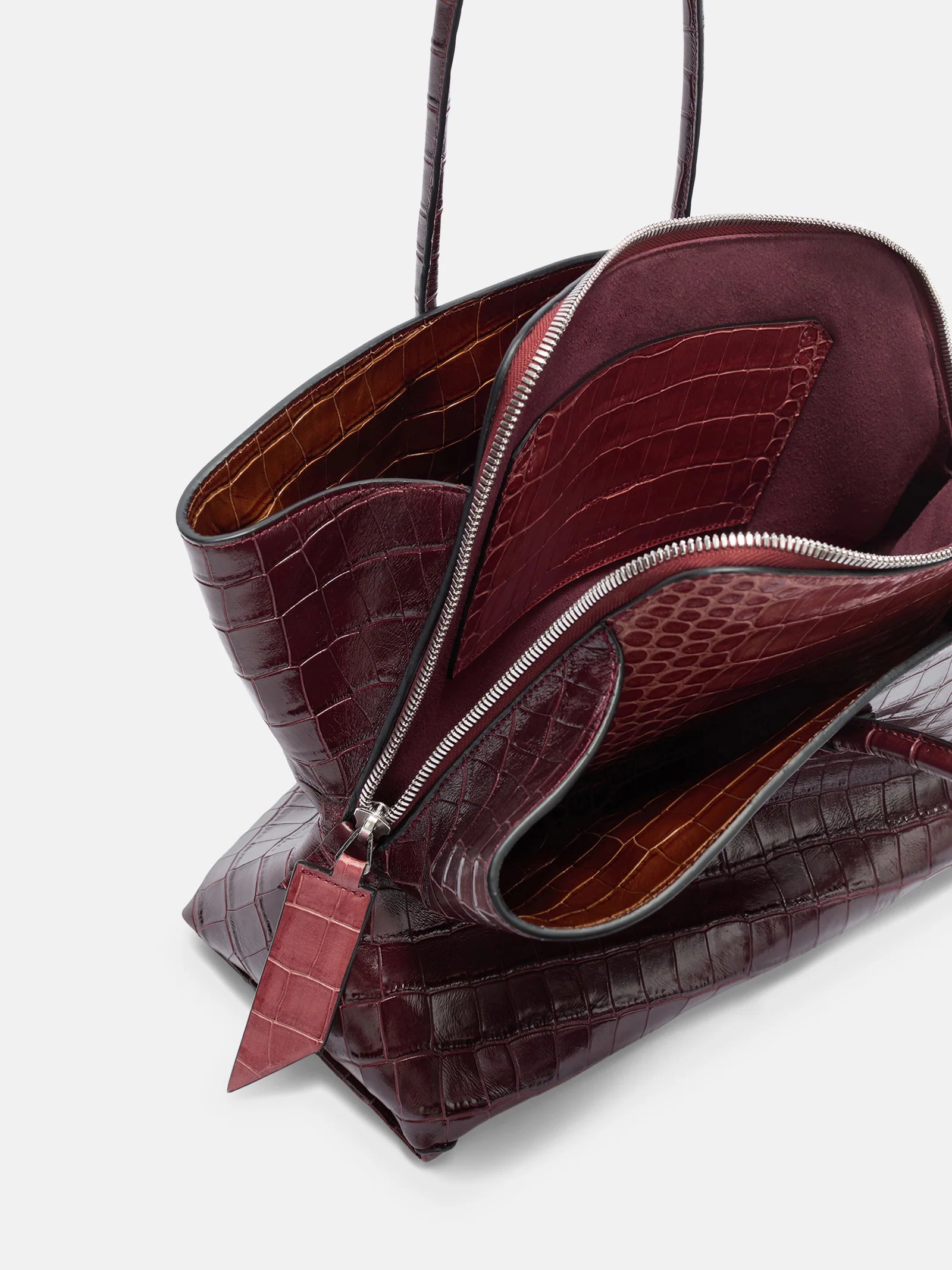 LA PASSEGIATTA MEDIUM IN CROCODILE PRINT BORDEAUX