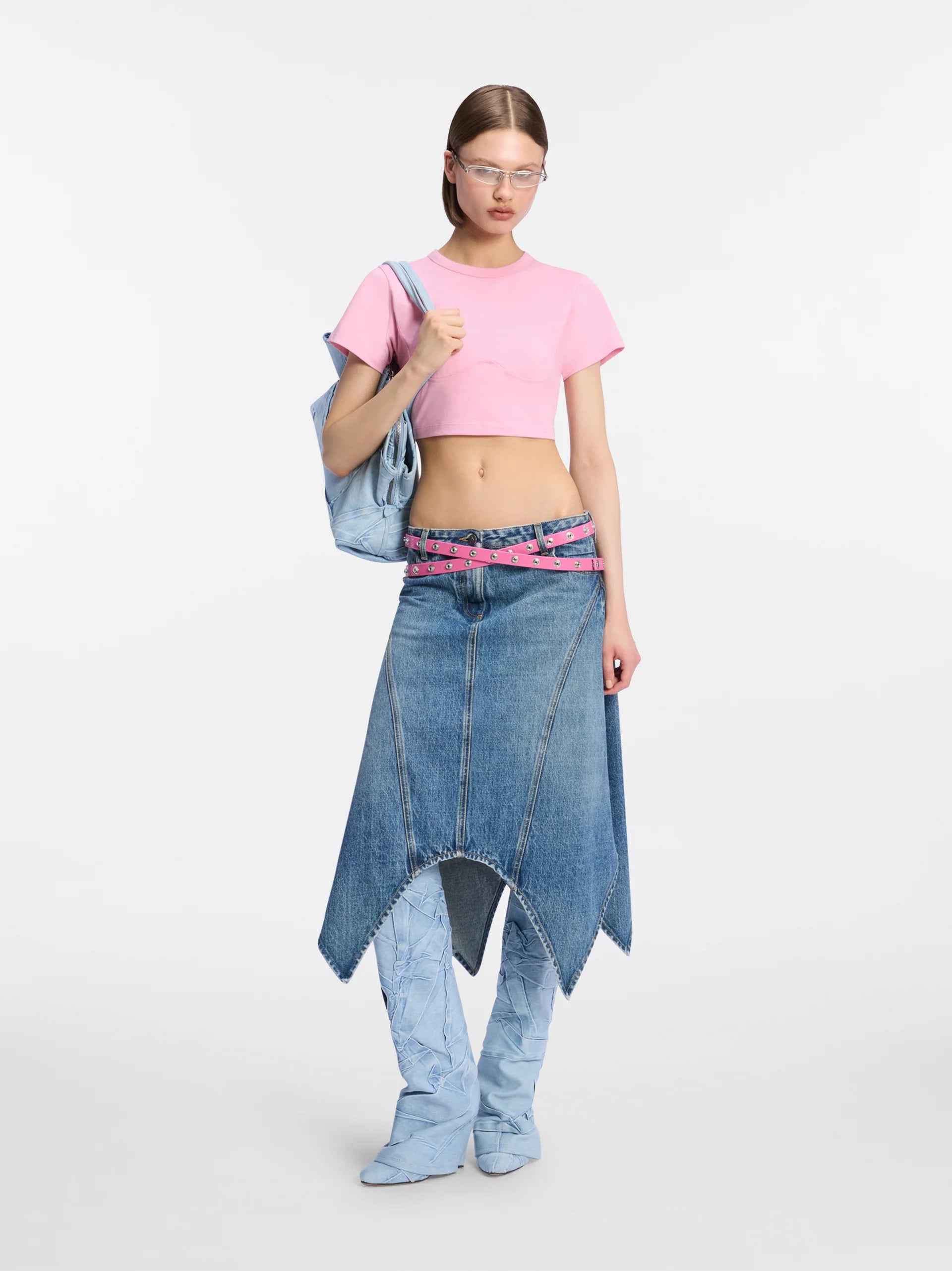 CROPPED T SHIRT LIGHT JERSEY LIGHT PINK