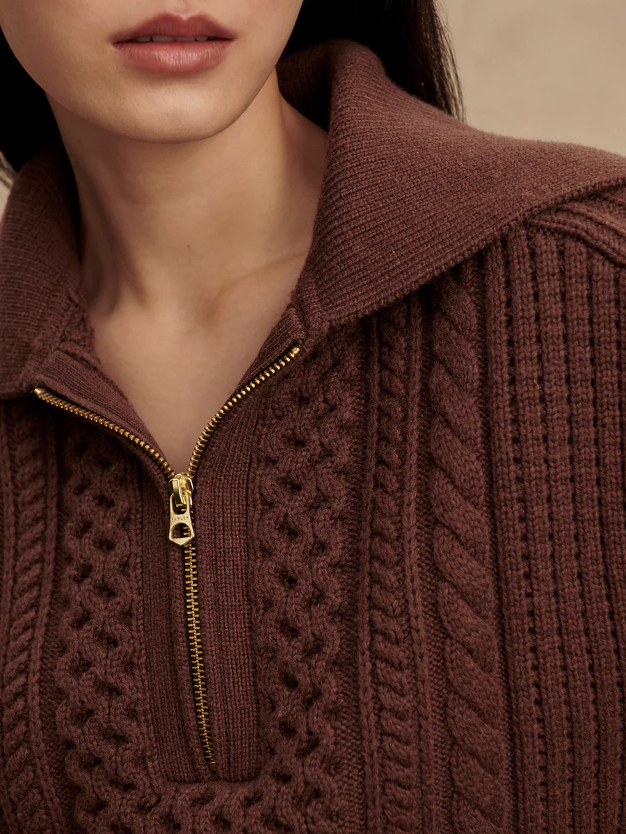 CAMELLO CABLE HALF ZIP 2.0 IN CAROB