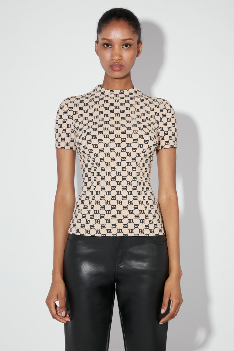 LYCRA MONOGRAM T-SHIRT BEIGE