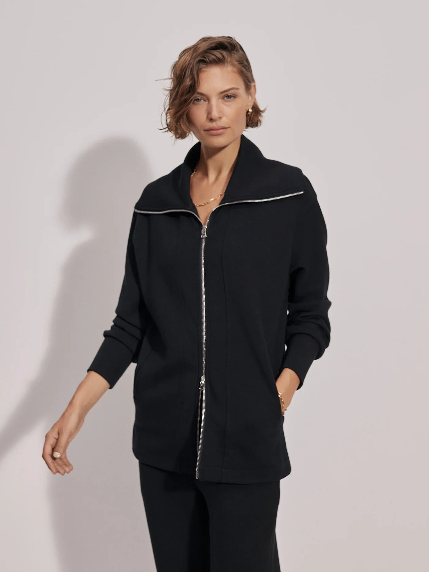 RALEIGH ZIP THROUGH SWEAT IN BLACK