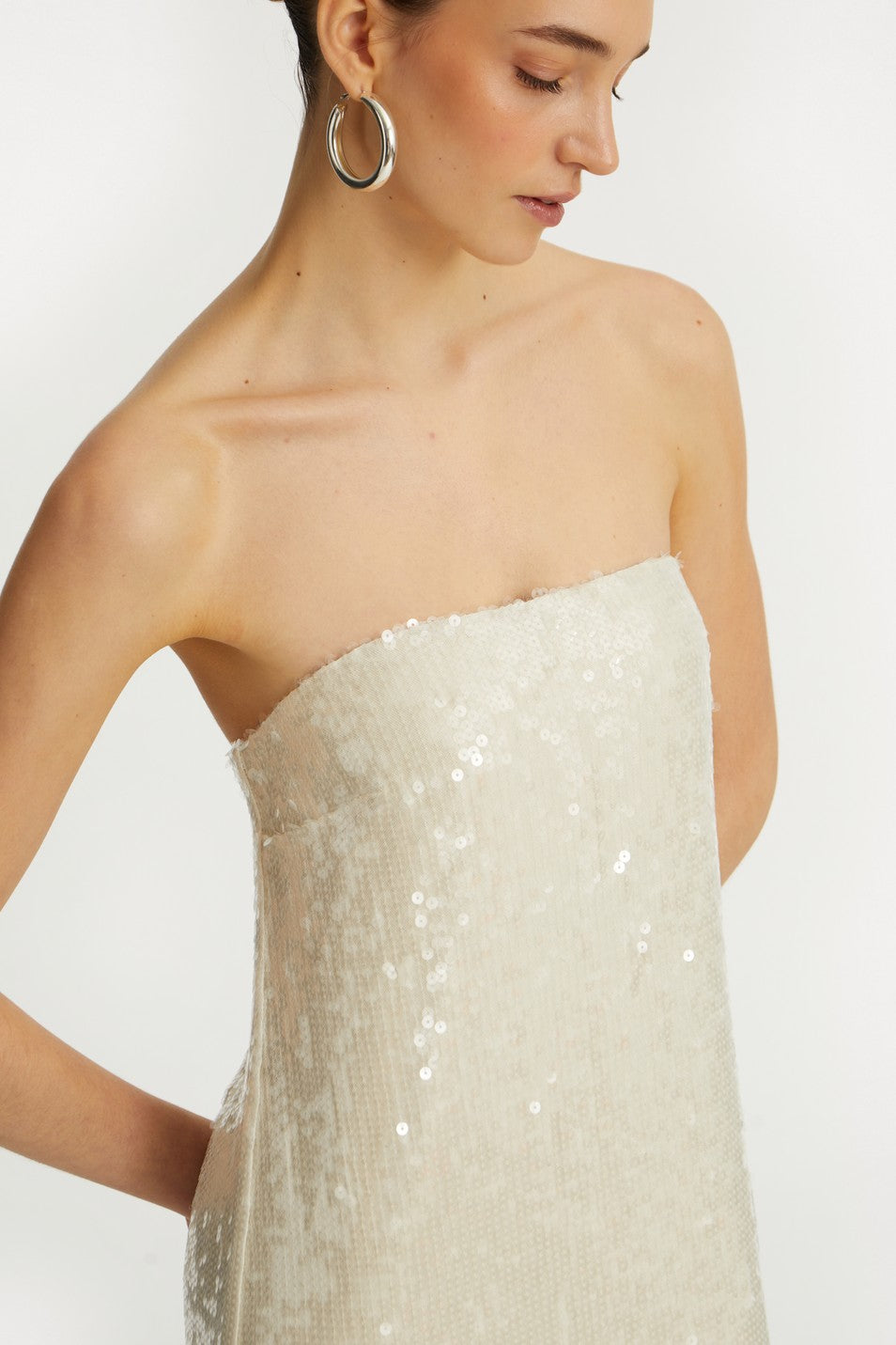 SEQUIN MAXI DRESS EGRET