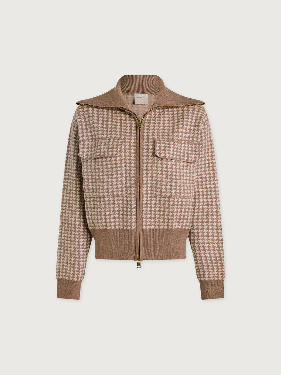 ABLETT JACQUARD KNIT JACKET IN TAUPE