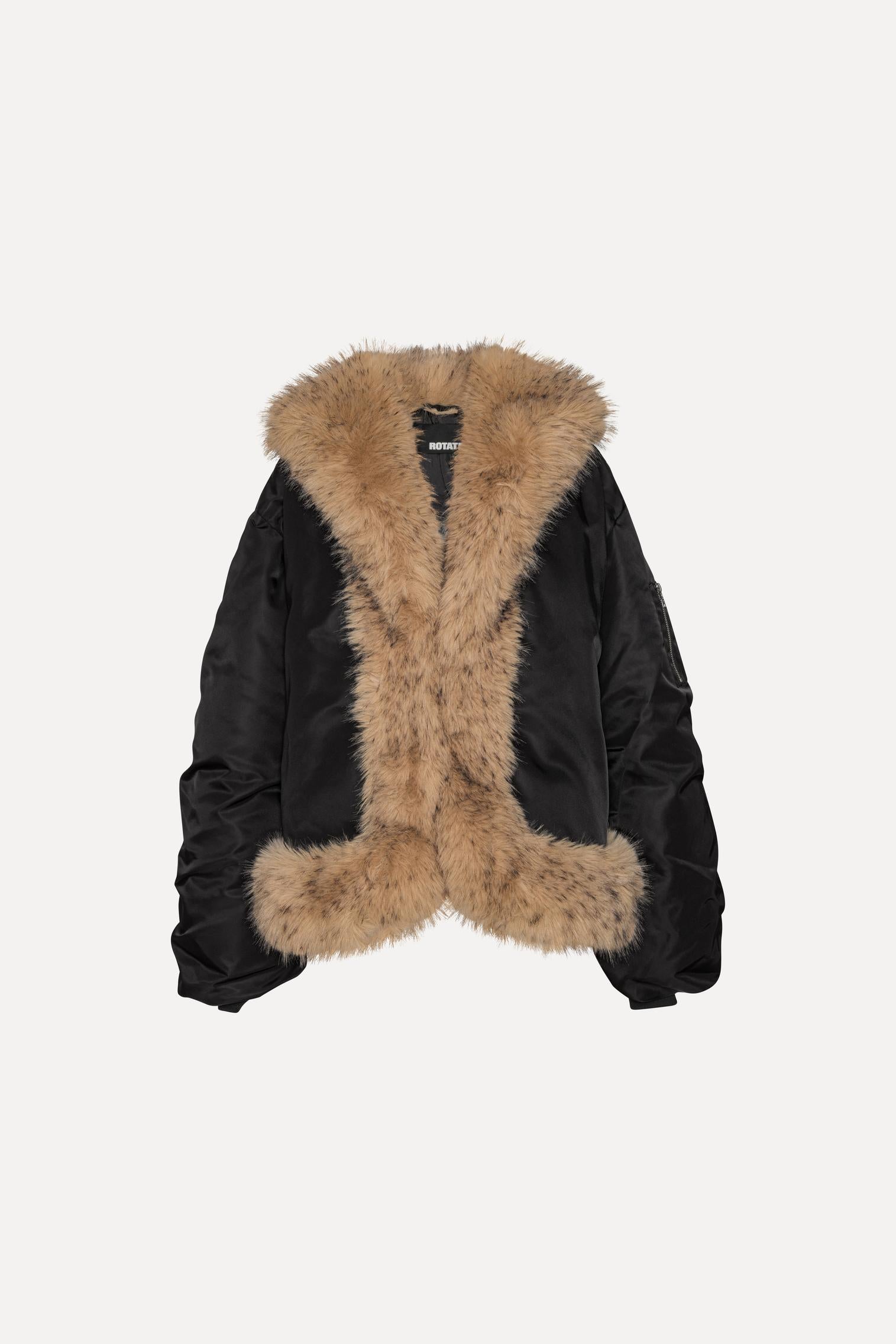 FAUX FUR COLLAR BOMBER JACKET