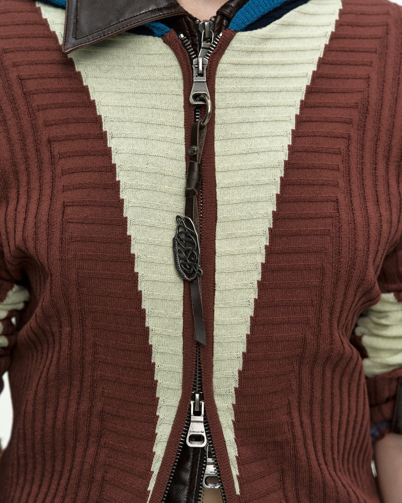 RISA COLOR-BLOCKED KNIT ZIP-UP HOODIE