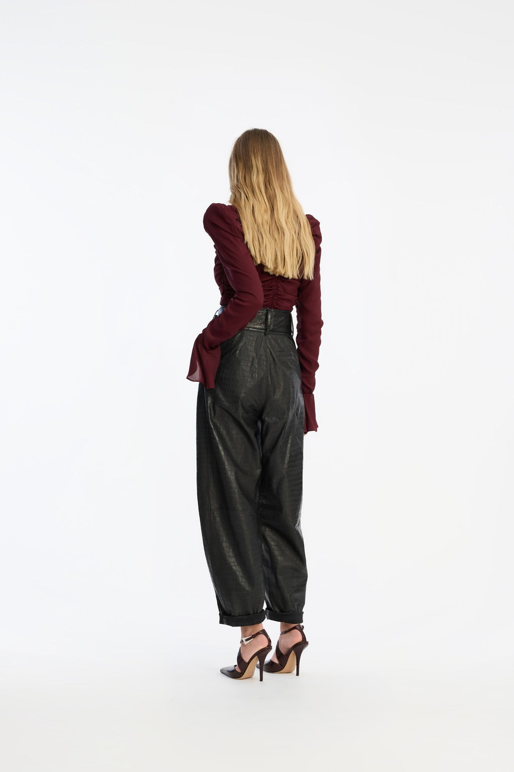 CHIFFON RUCHED LS TOP
