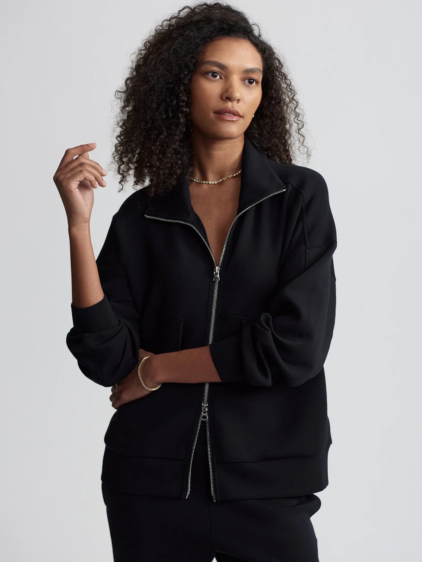 GARCIA ZIP THROUGH SWEAT BLACK
