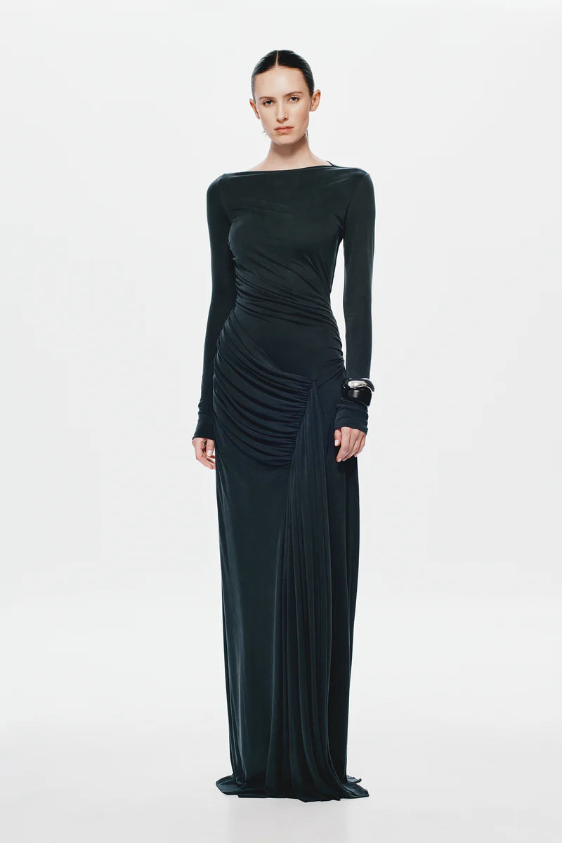 THE 'GLACIER' LS DRESS IN BLACK