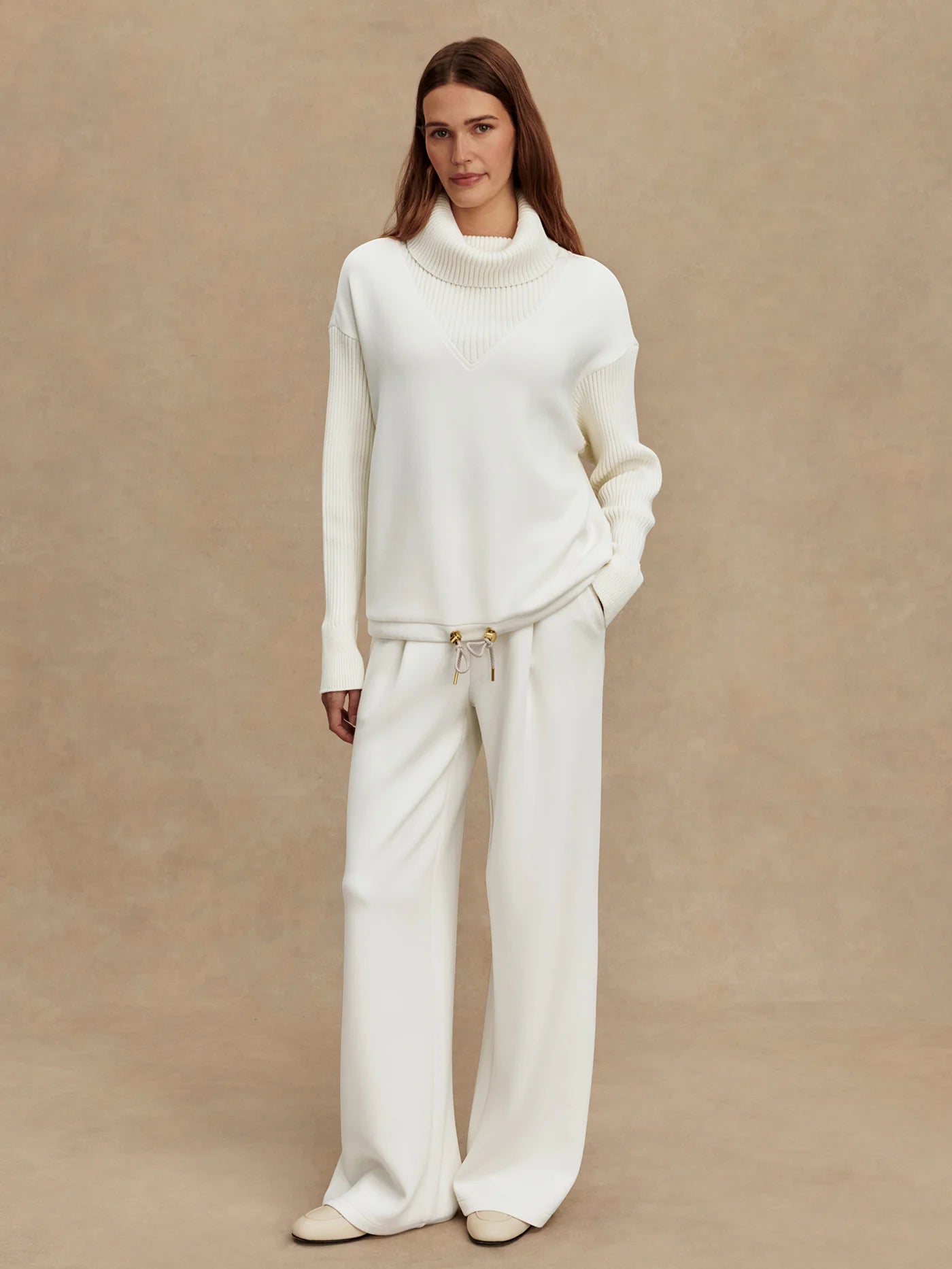 HANNAH COWL NECK SWEAT IN EGRET