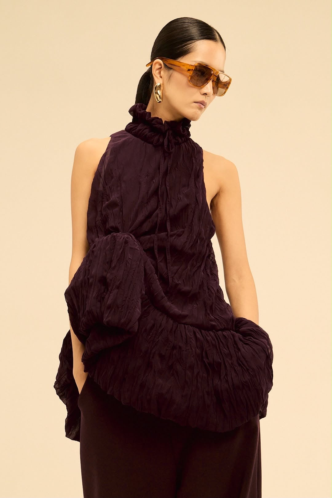 JEJU TOP IN AUBERGINE
