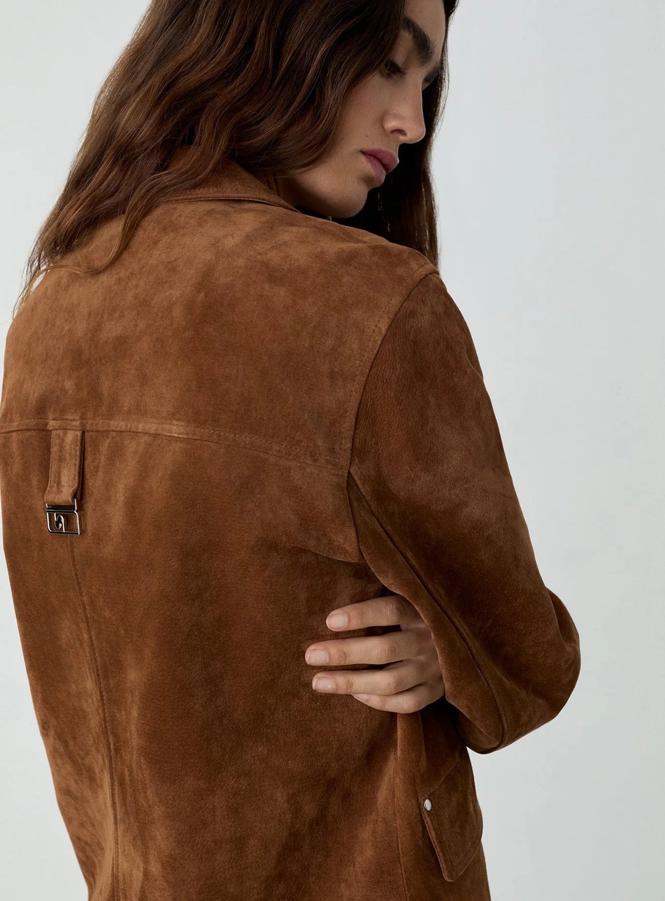 MAIRA REAL SUEDE BROWN LONG JACKET