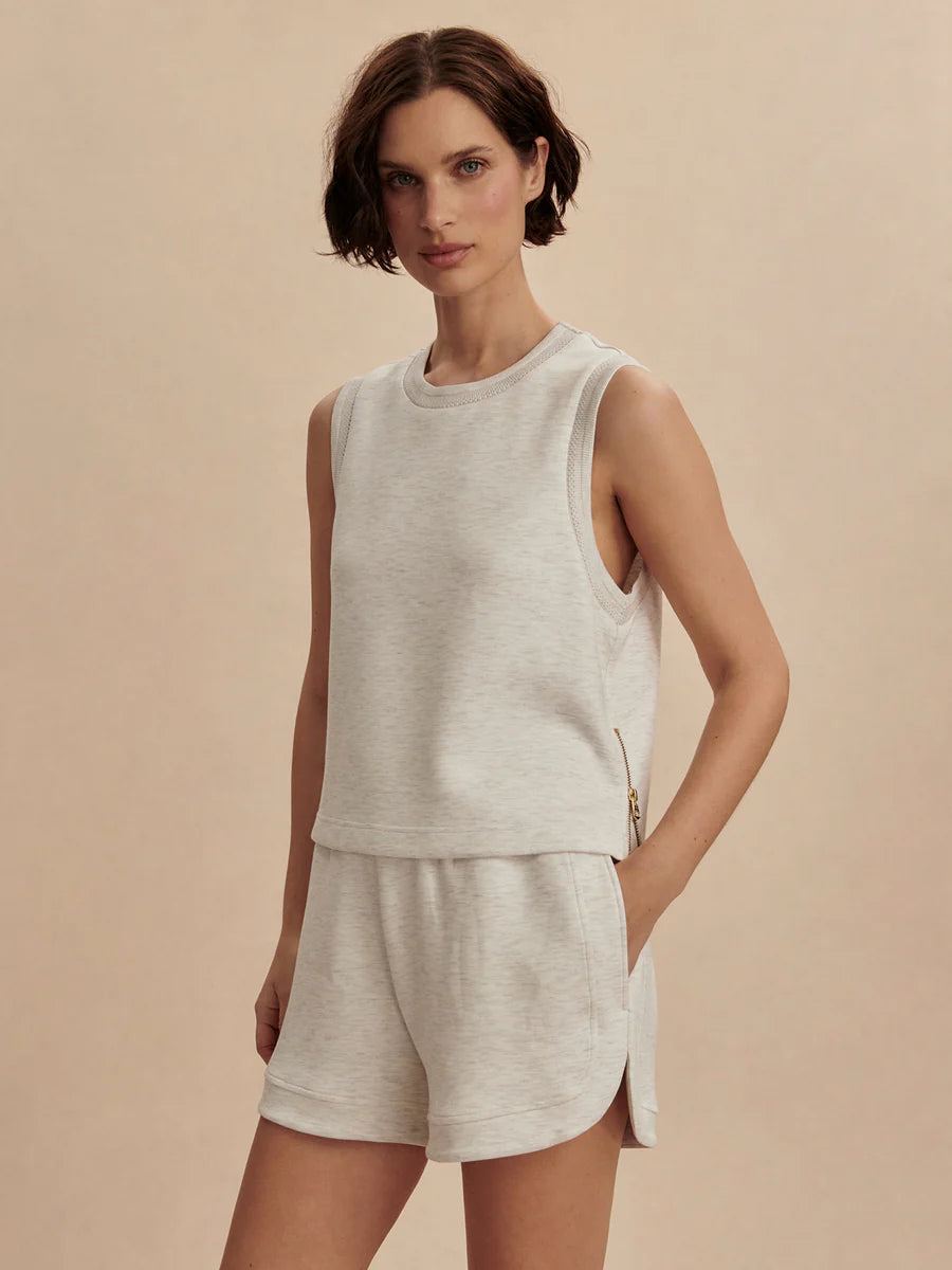 SHEA CROP TANK IN IVORY MARL