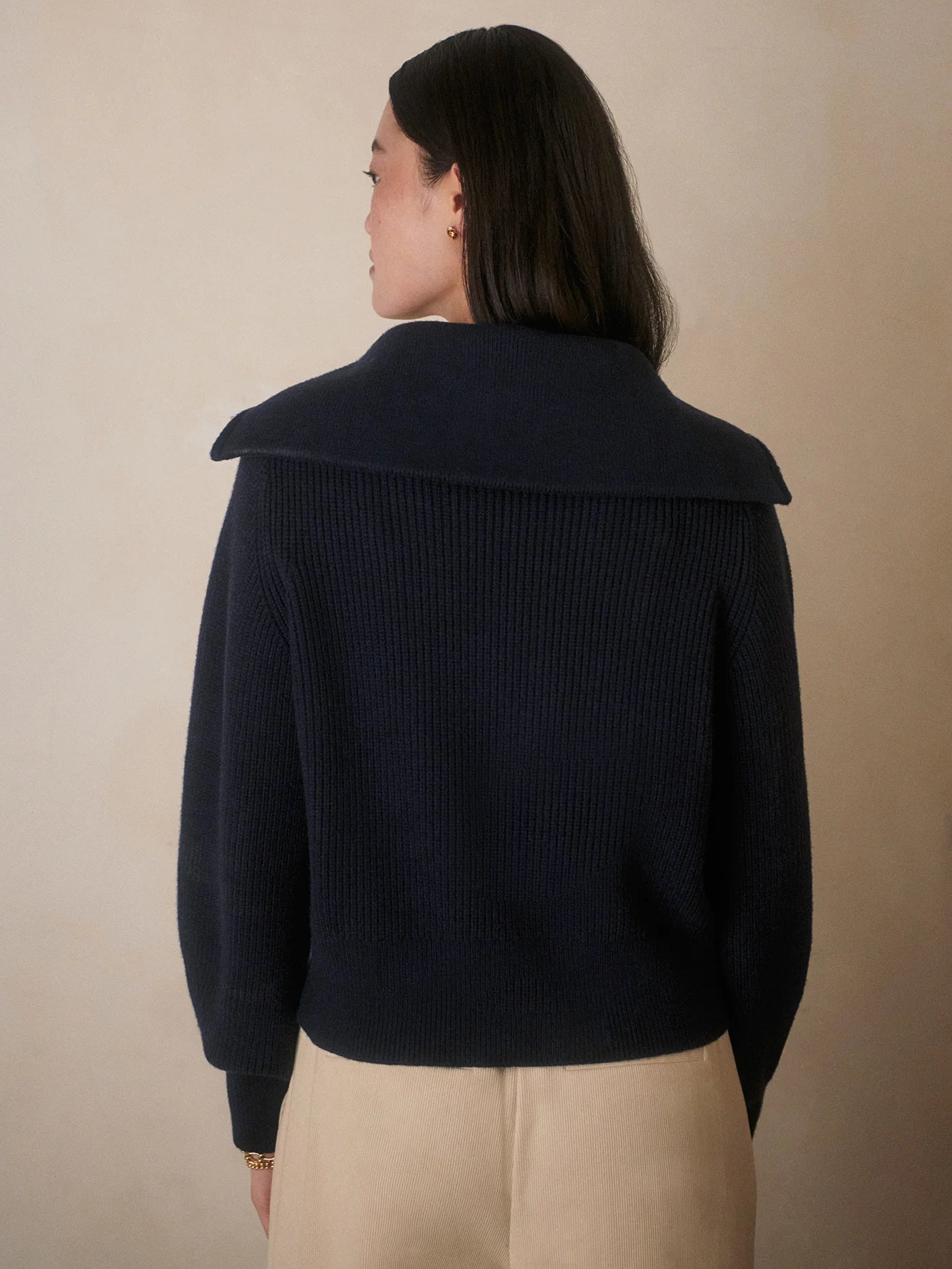MAURA HALF ZIP RIB KNIT NAVY