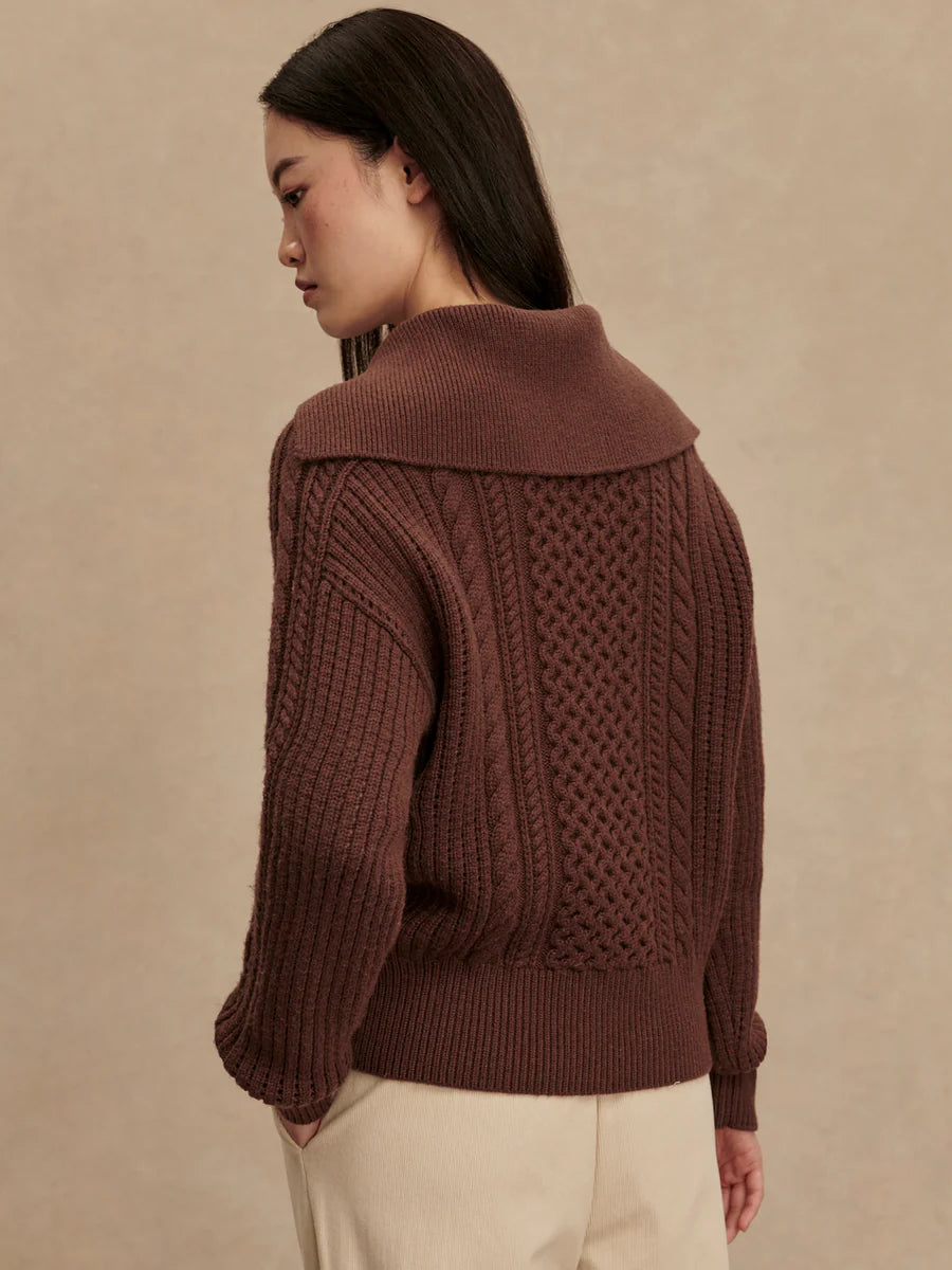 CAMELLO CABLE HALF ZIP 2.0 IN CAROB