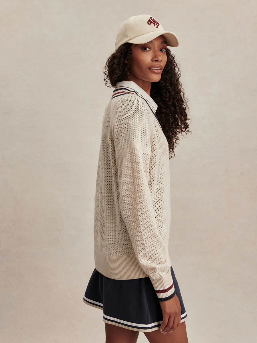 MAURICE V NECK SWEATER IN OAT MILK