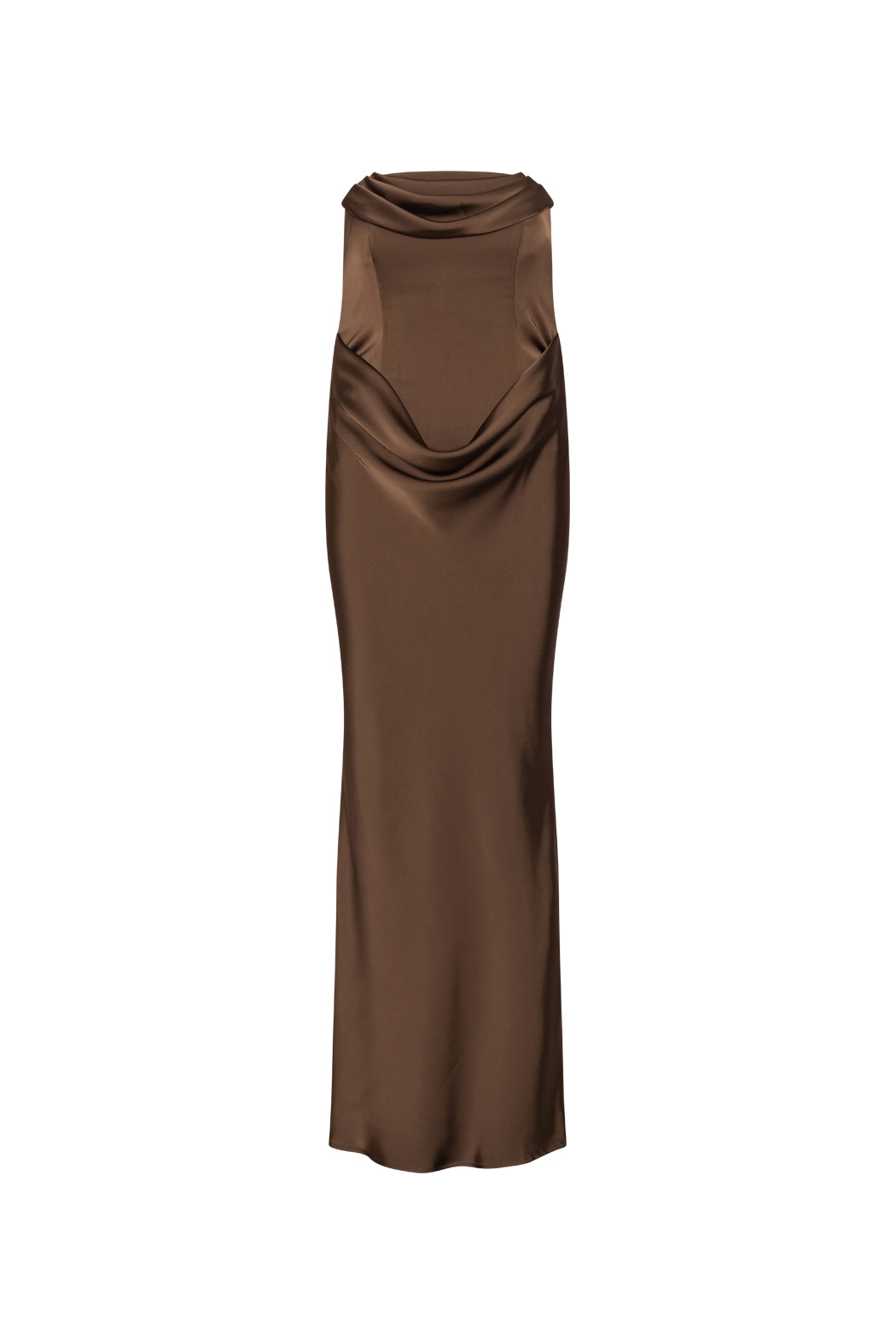 CORSAGE LONG DRESS CHICORY COFFEE