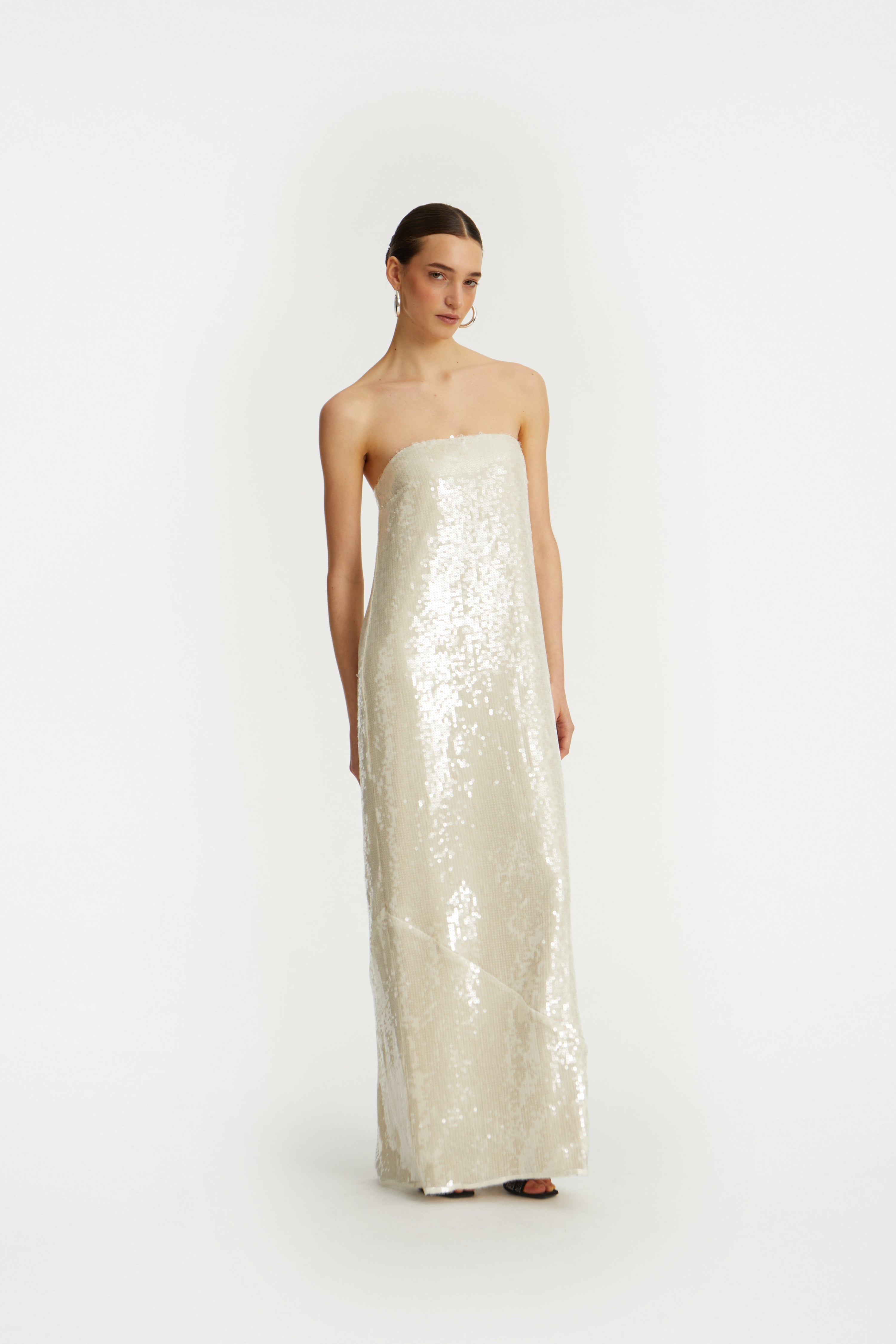 SEQUIN MAXI DRESS EGRET