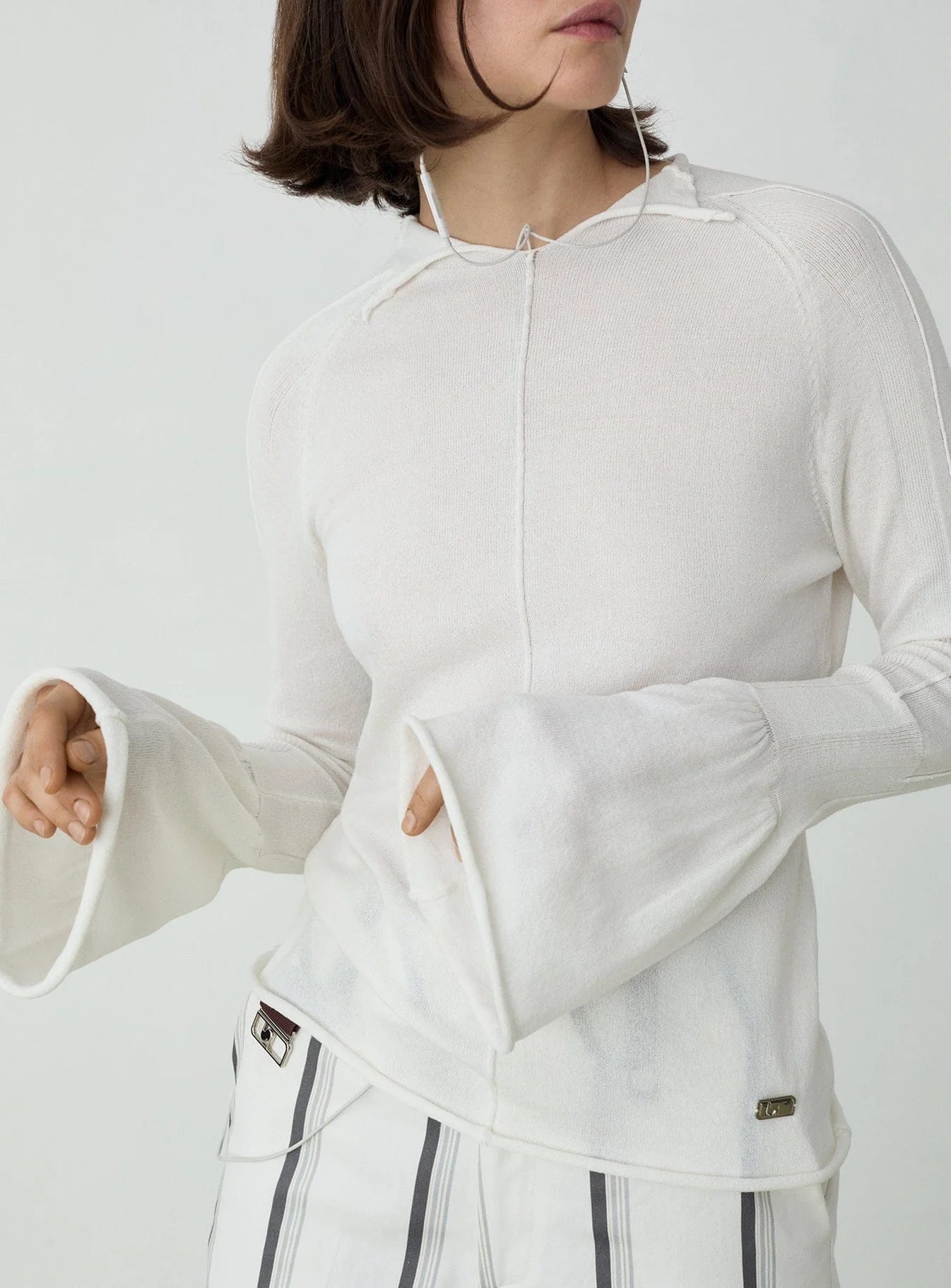 ODINE ECRU LONG KNITTED TOP