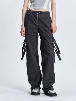 BELTED BOOTSCUT PANTS CHARCOAL