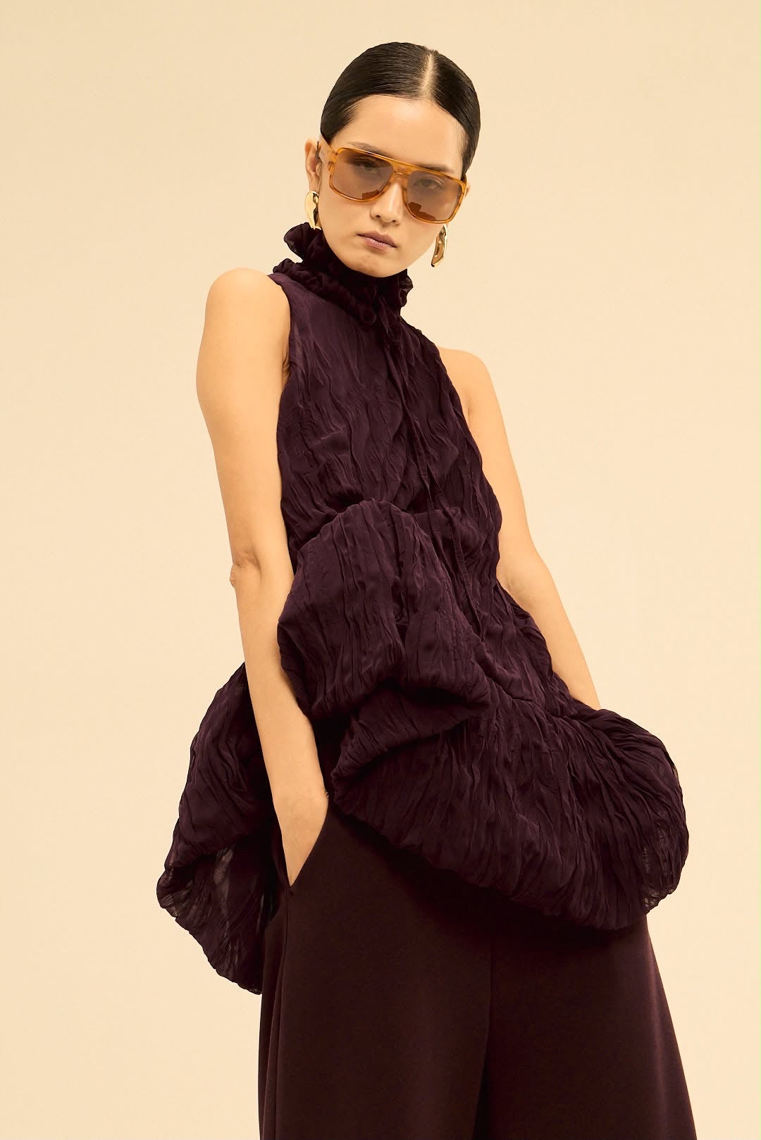 JEJU TOP IN AUBERGINE