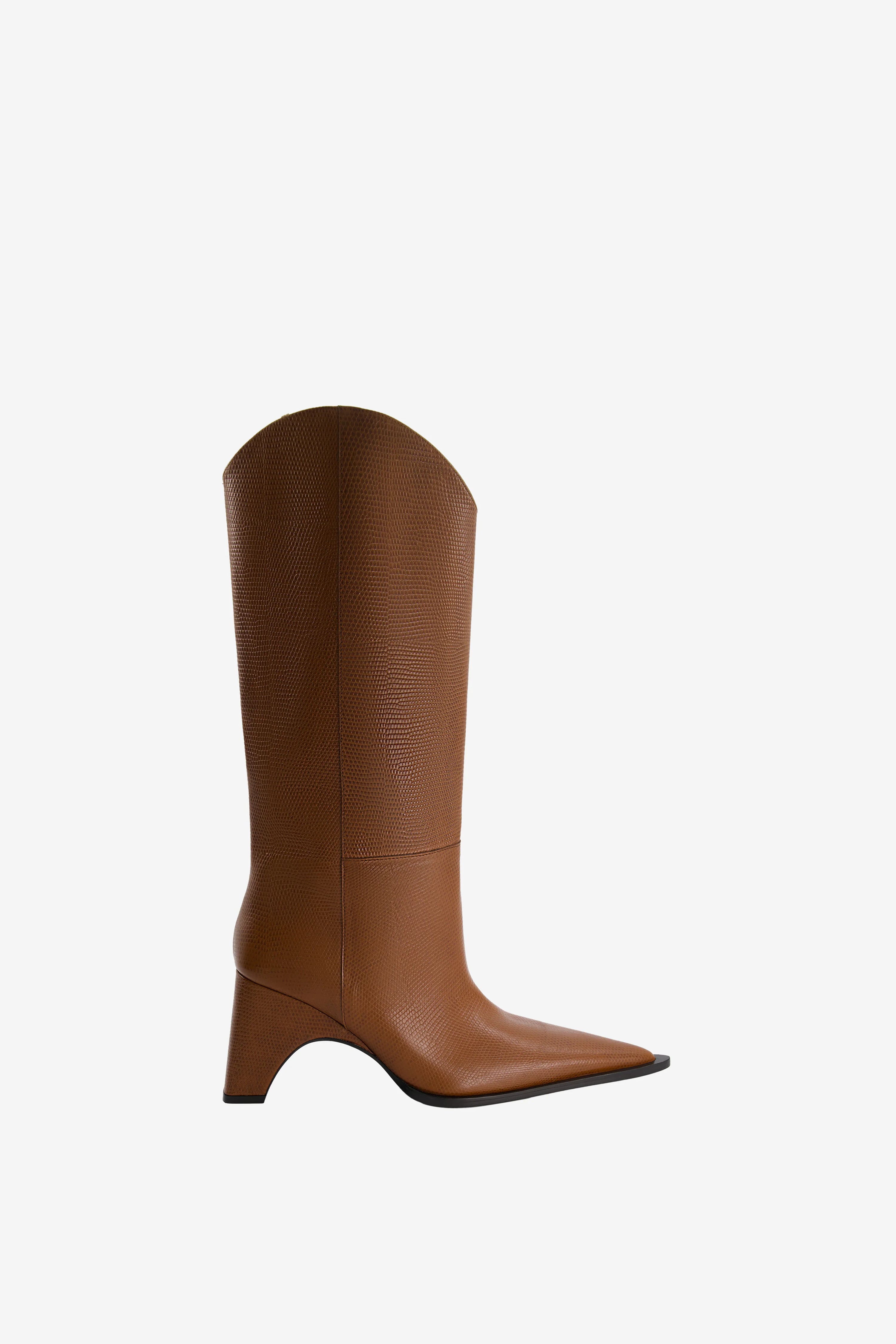 LIZARD PRINT COWBOY BRIDGE BOOT BROWN