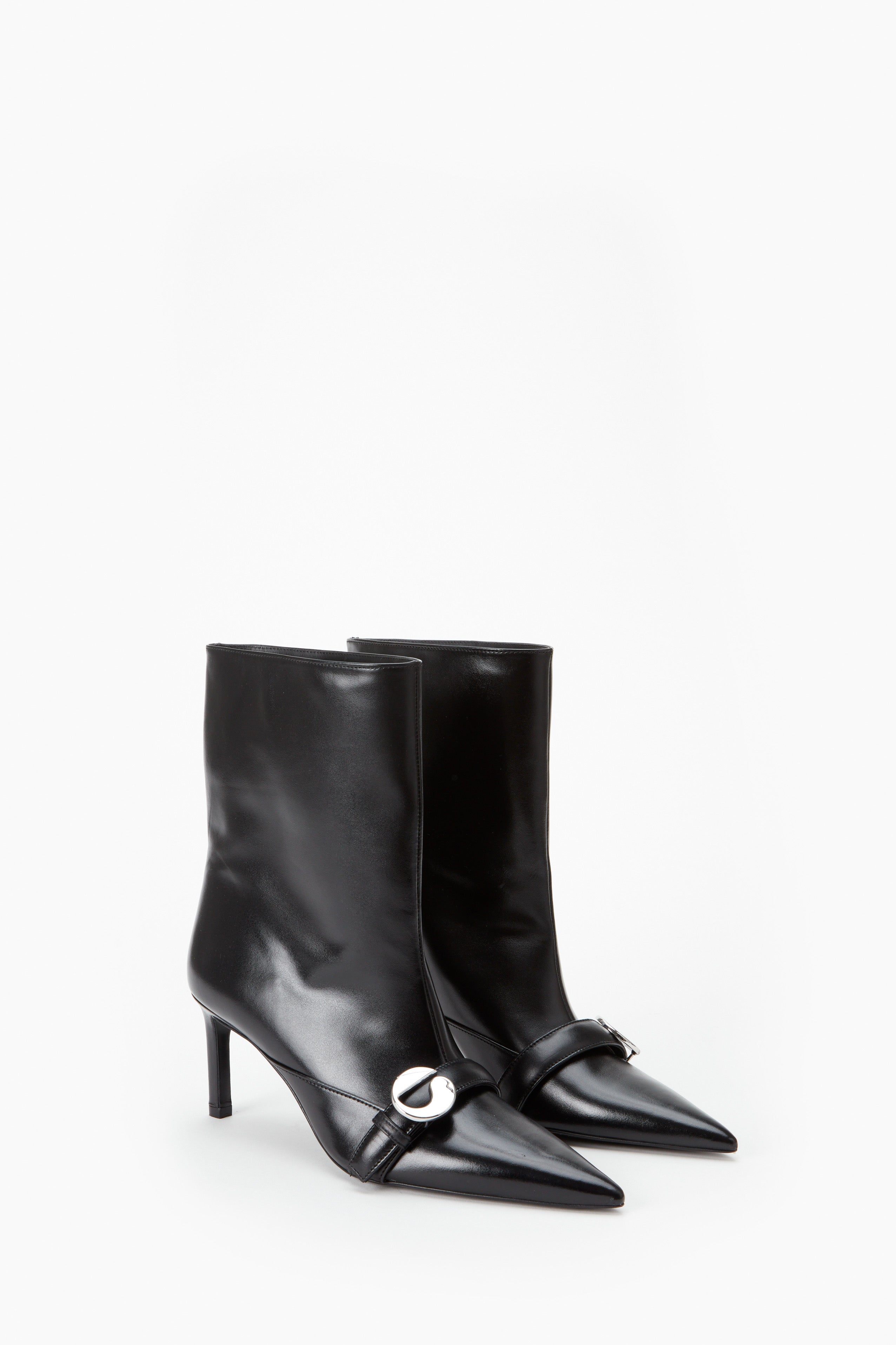 ANKLE HEELED BELT BOOTS BLACK