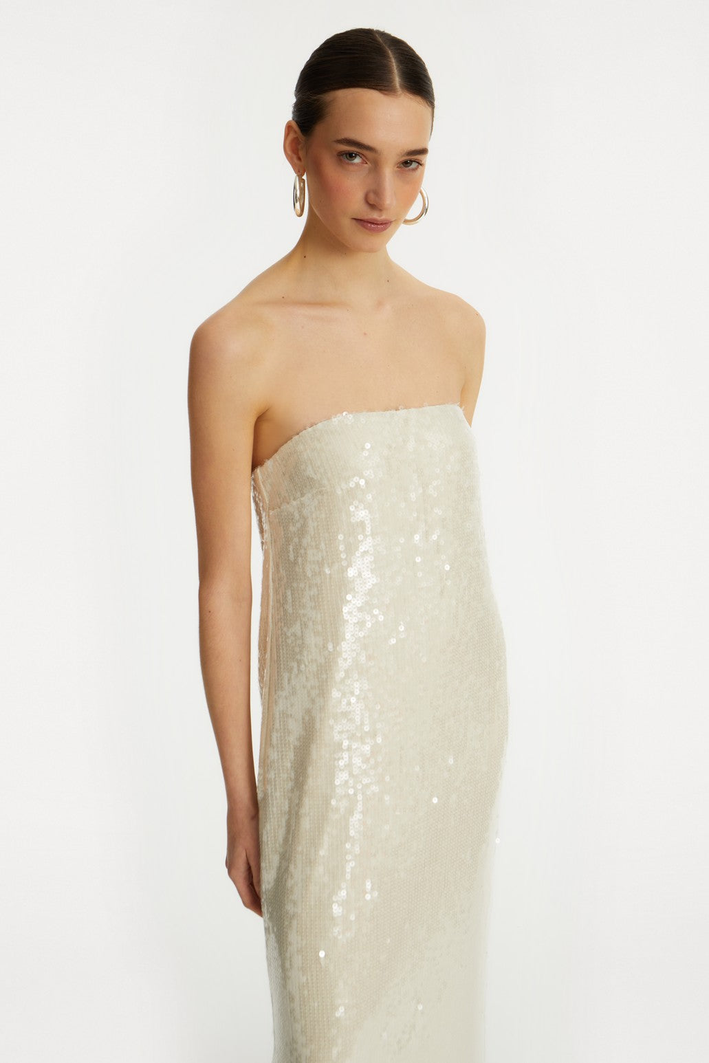 SEQUIN MAXI DRESS EGRET