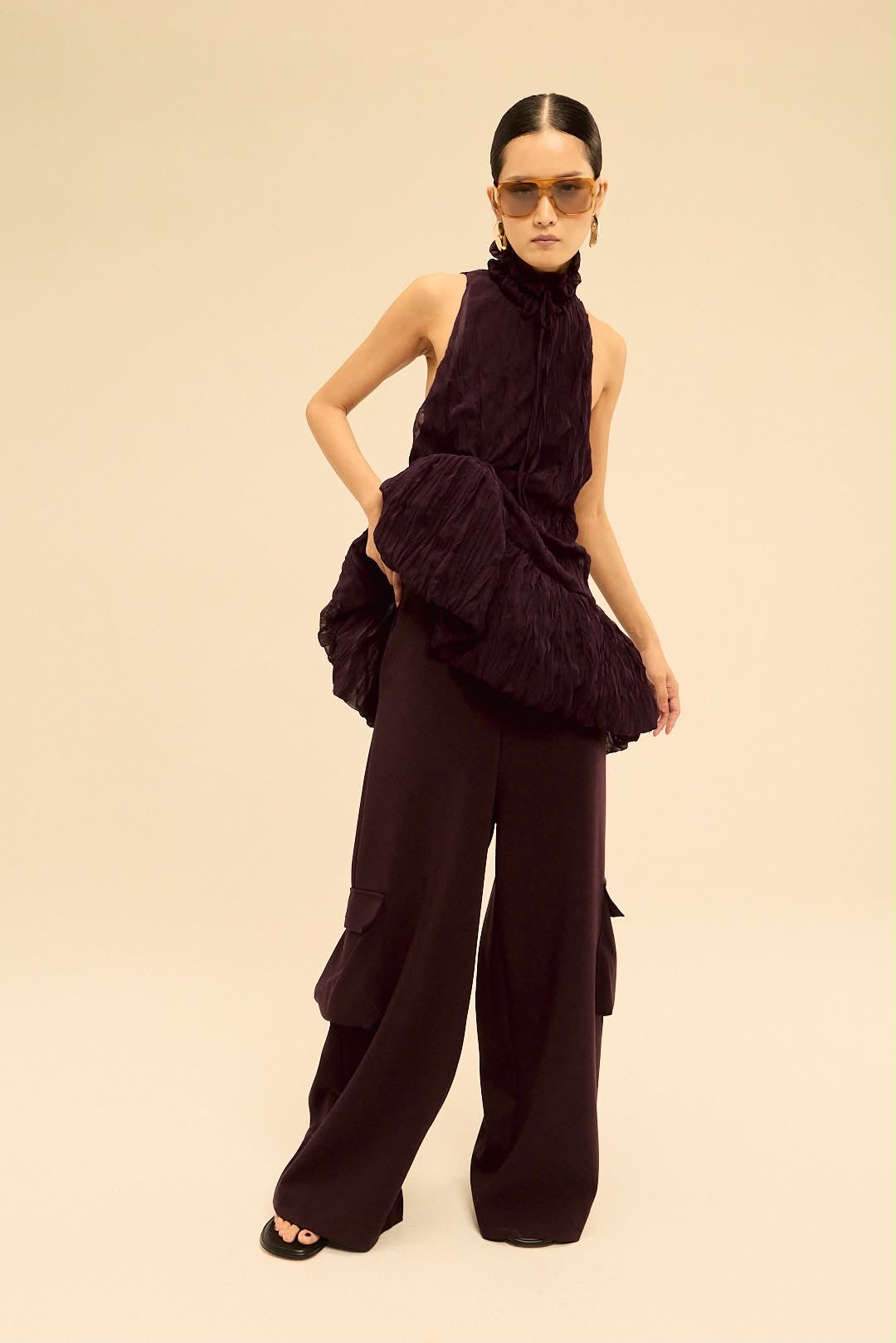 JEJU TOP IN AUBERGINE